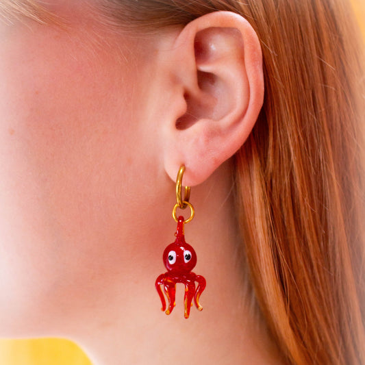 Glass Beaded Colorful Octopus Earrings-2-in-1 pair