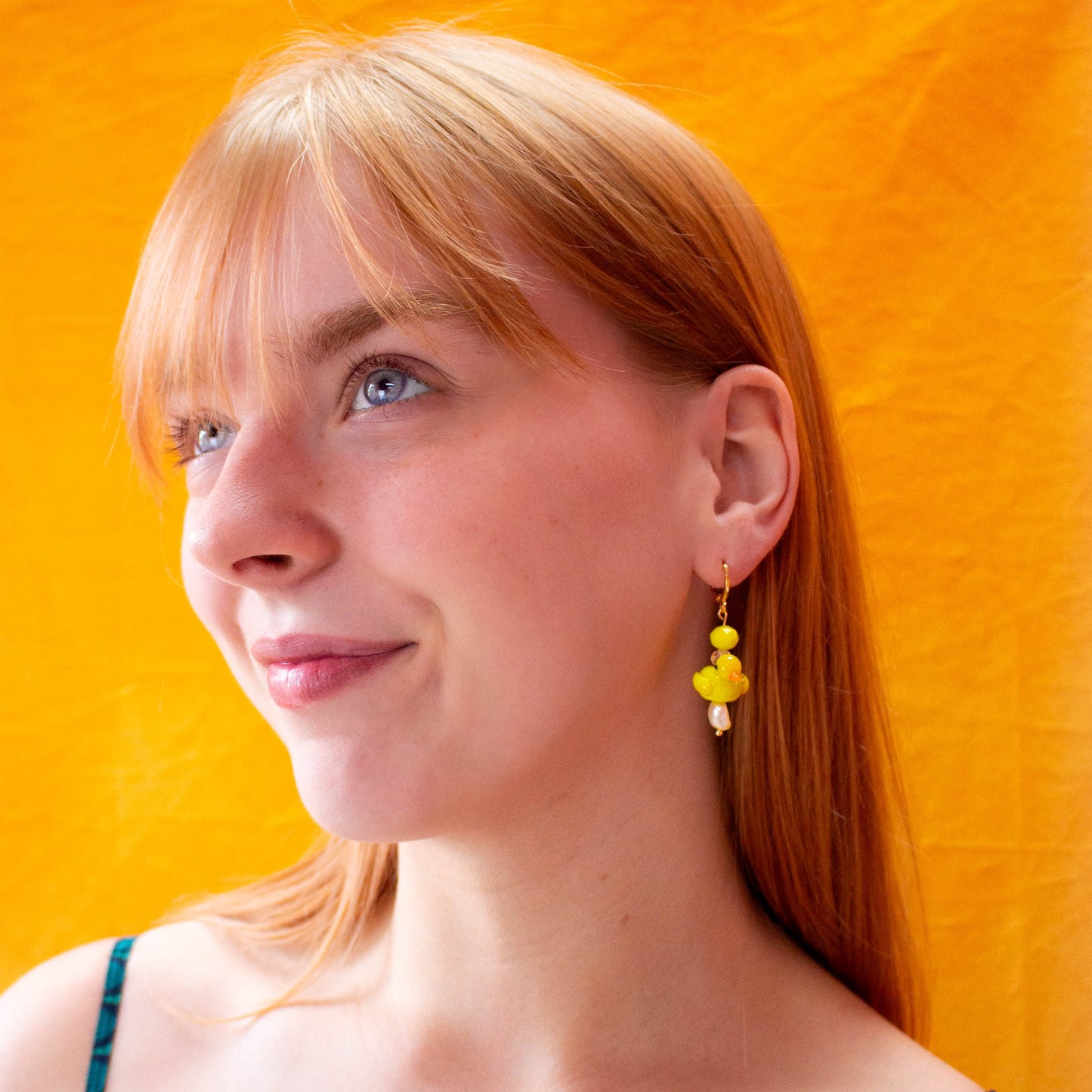 Glass Beaded Yellow Ducky Earrings