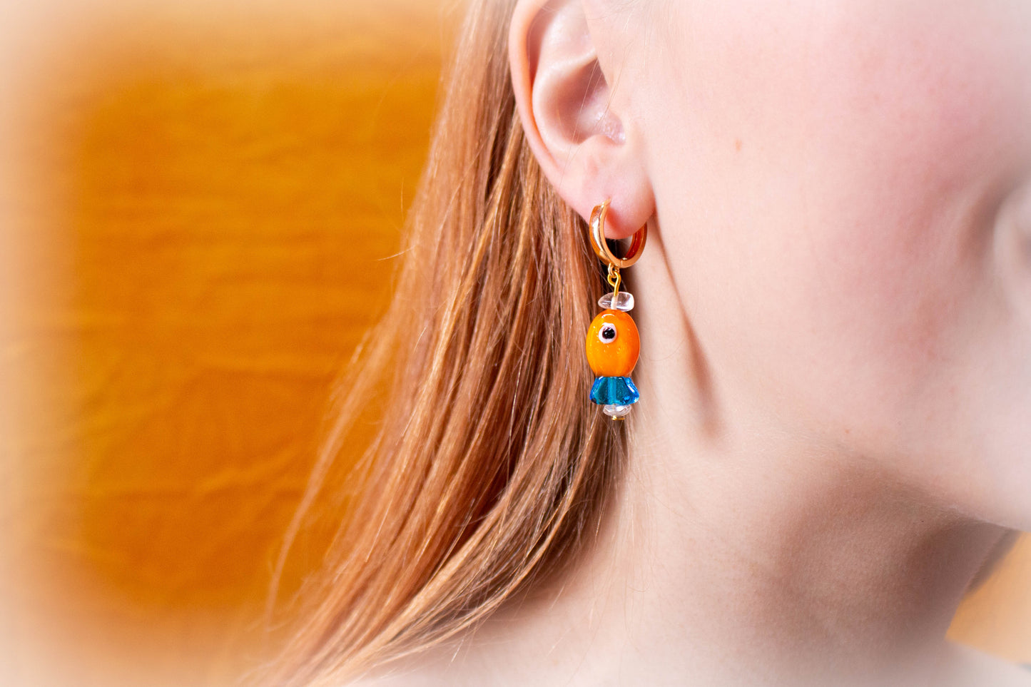 Glass Beaded Colorful Fish Earrings