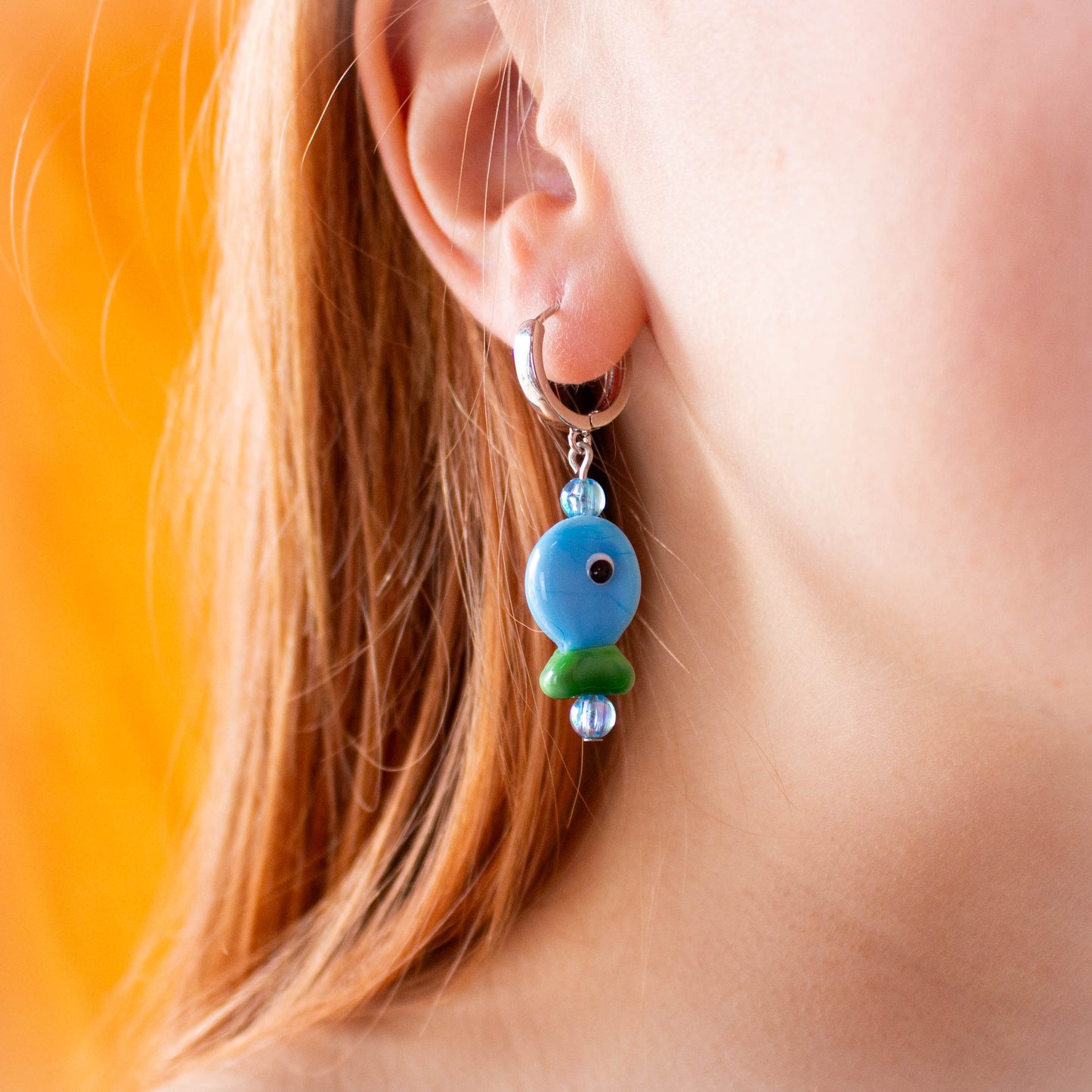 Glass Beaded Colorful Fish Earrings