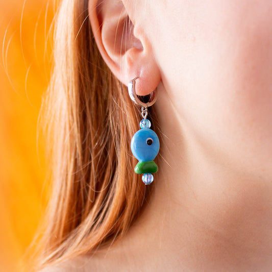 Glass Beaded Colorful Fish Earrings