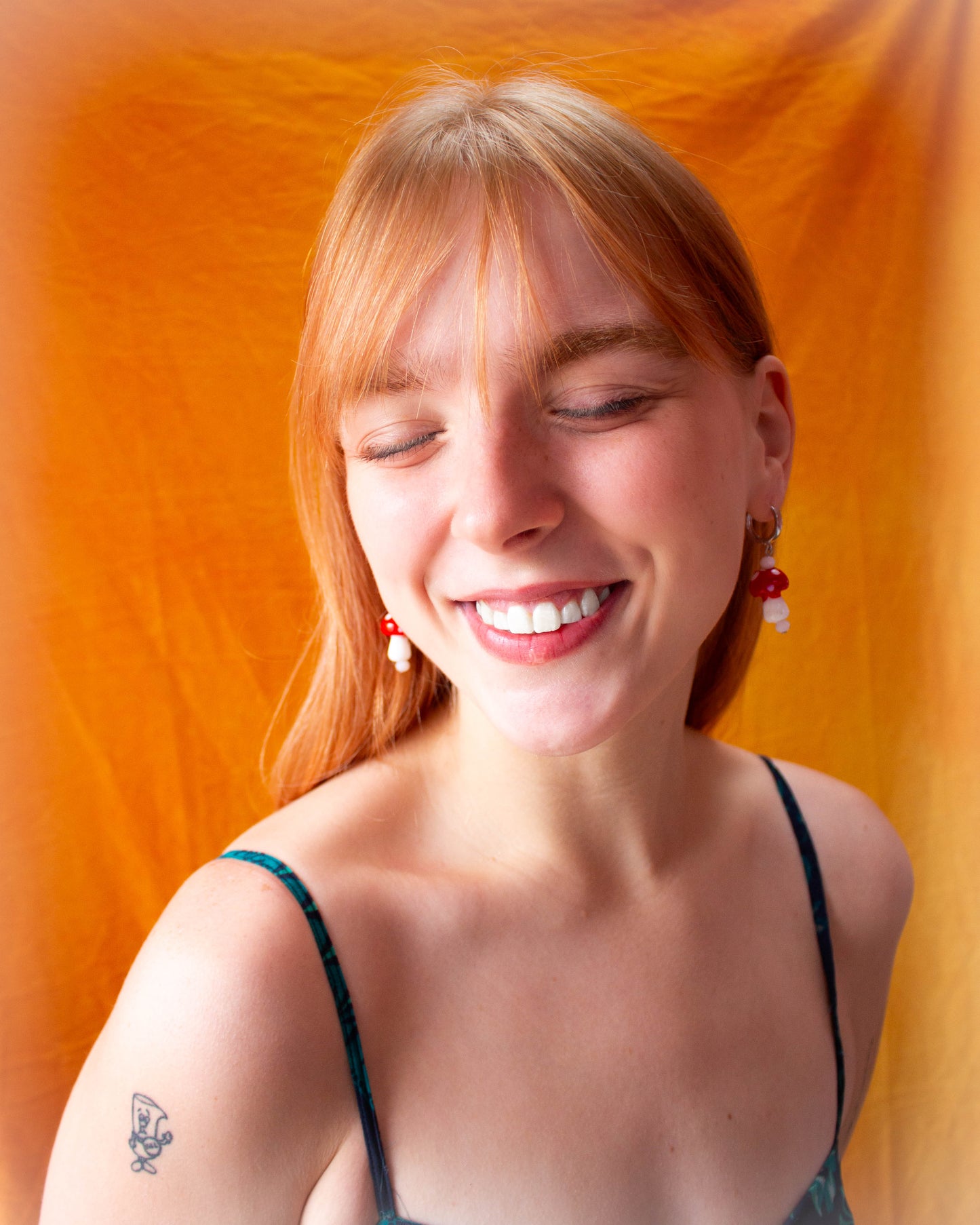 Glass Beaded Mushroom Earrings