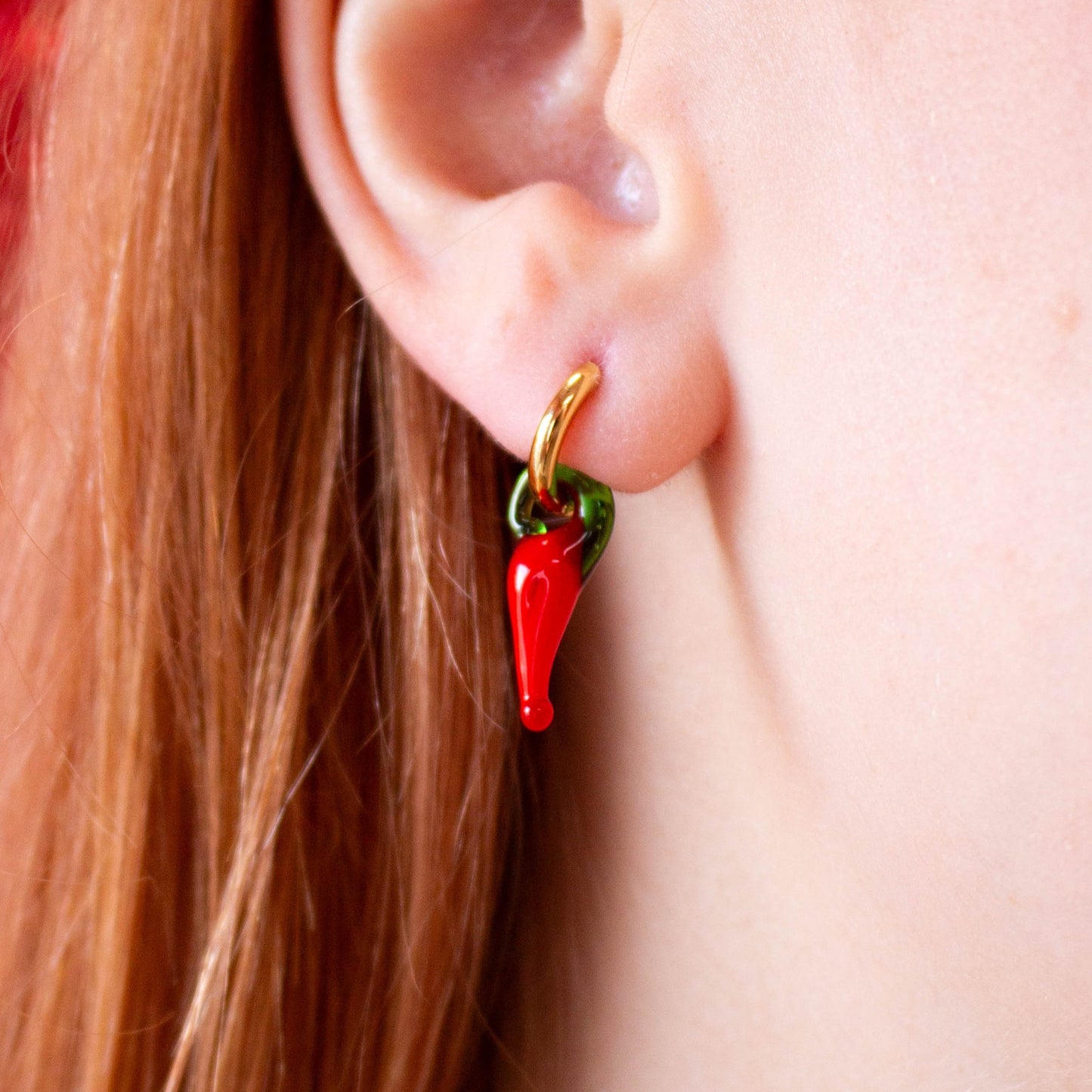 Glass Beaded Chili Pepper Earrings 2-in-1 pair