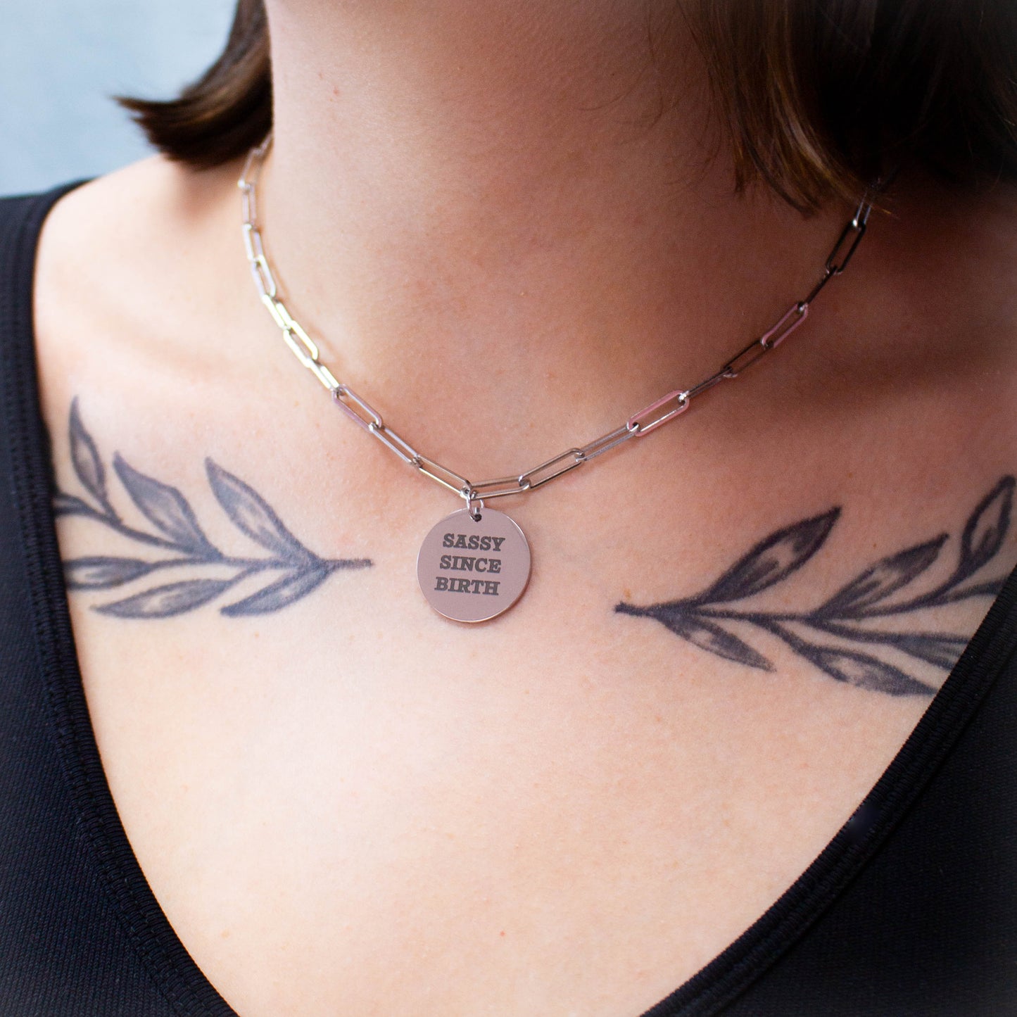 "Sassy Since Birth" Engraved Necklace