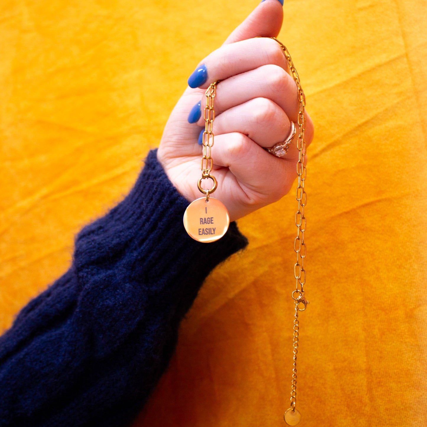 "I Rage Easily" Engraved Necklace