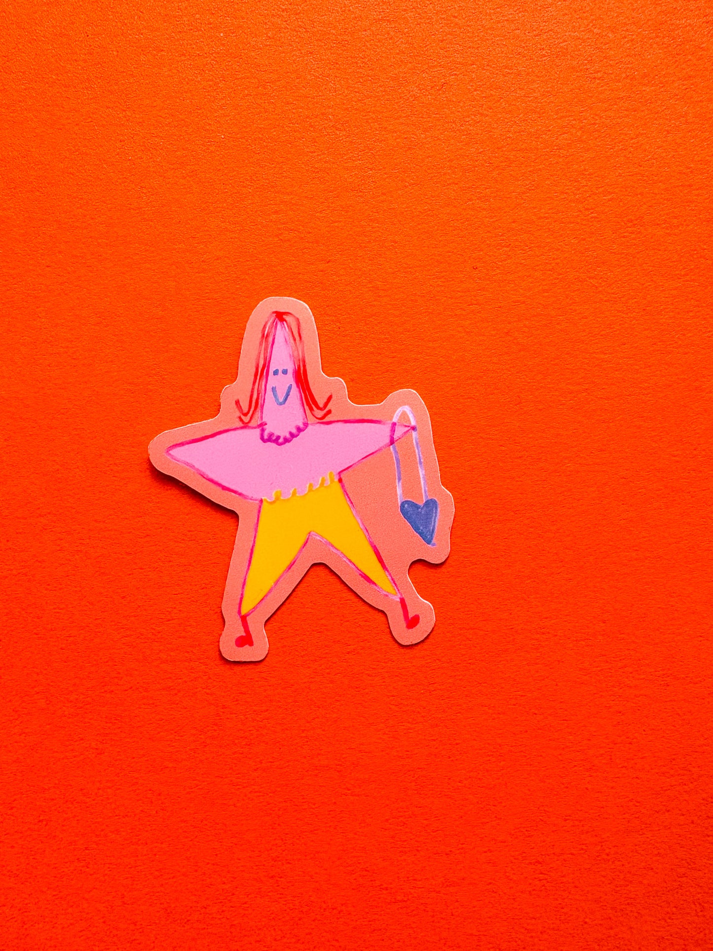 Pink Star Girl Vinyl Sticker