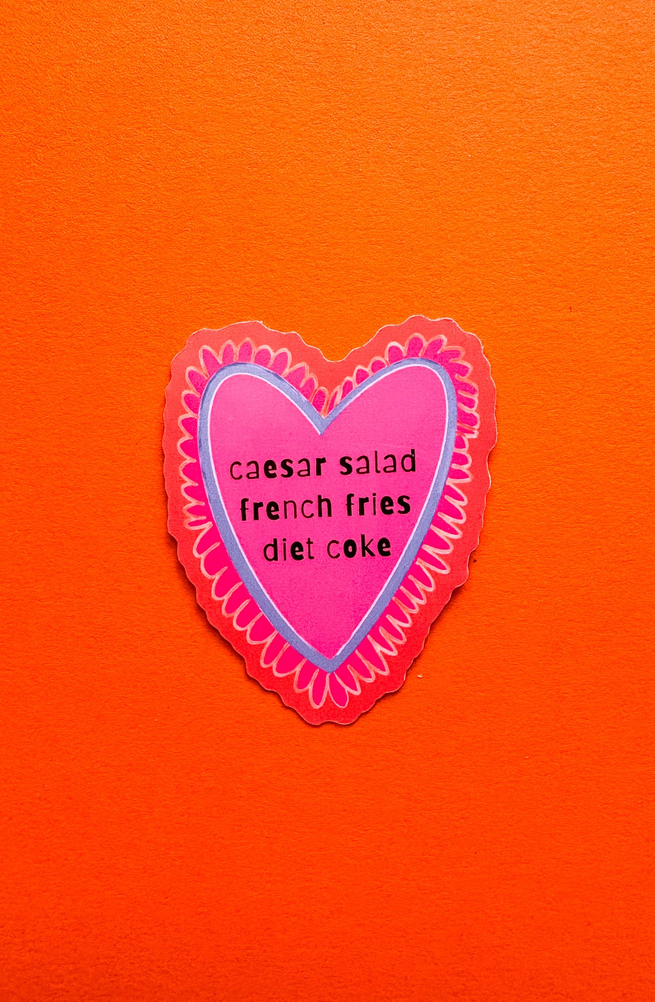 Caesar Salad, Fries and Diet Coke Heart Shape Vinyl Sticker