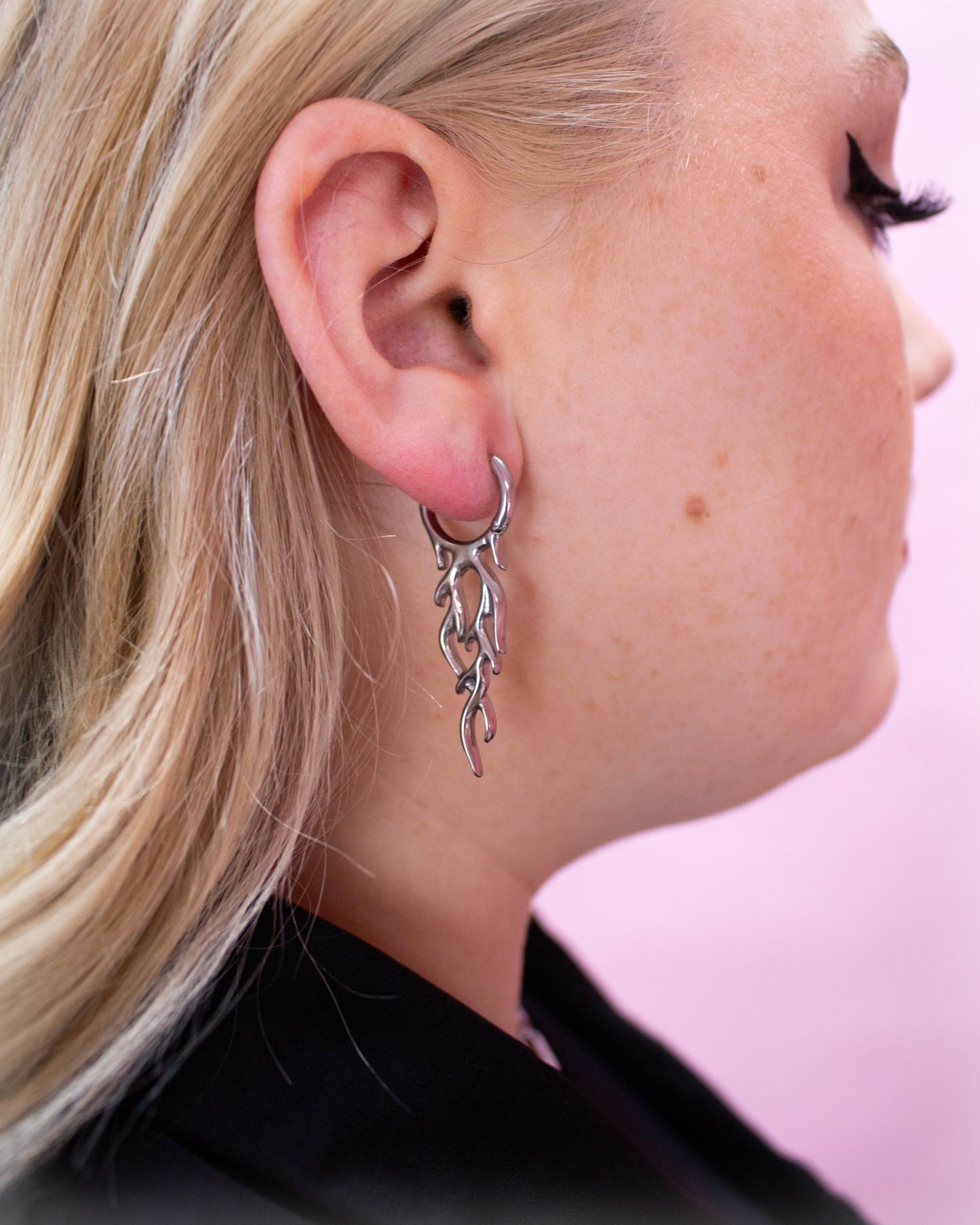 Titanium Dripping Flame Hoops