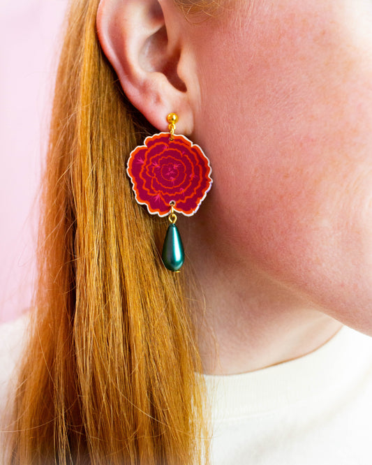 Carnation Drop Earrings