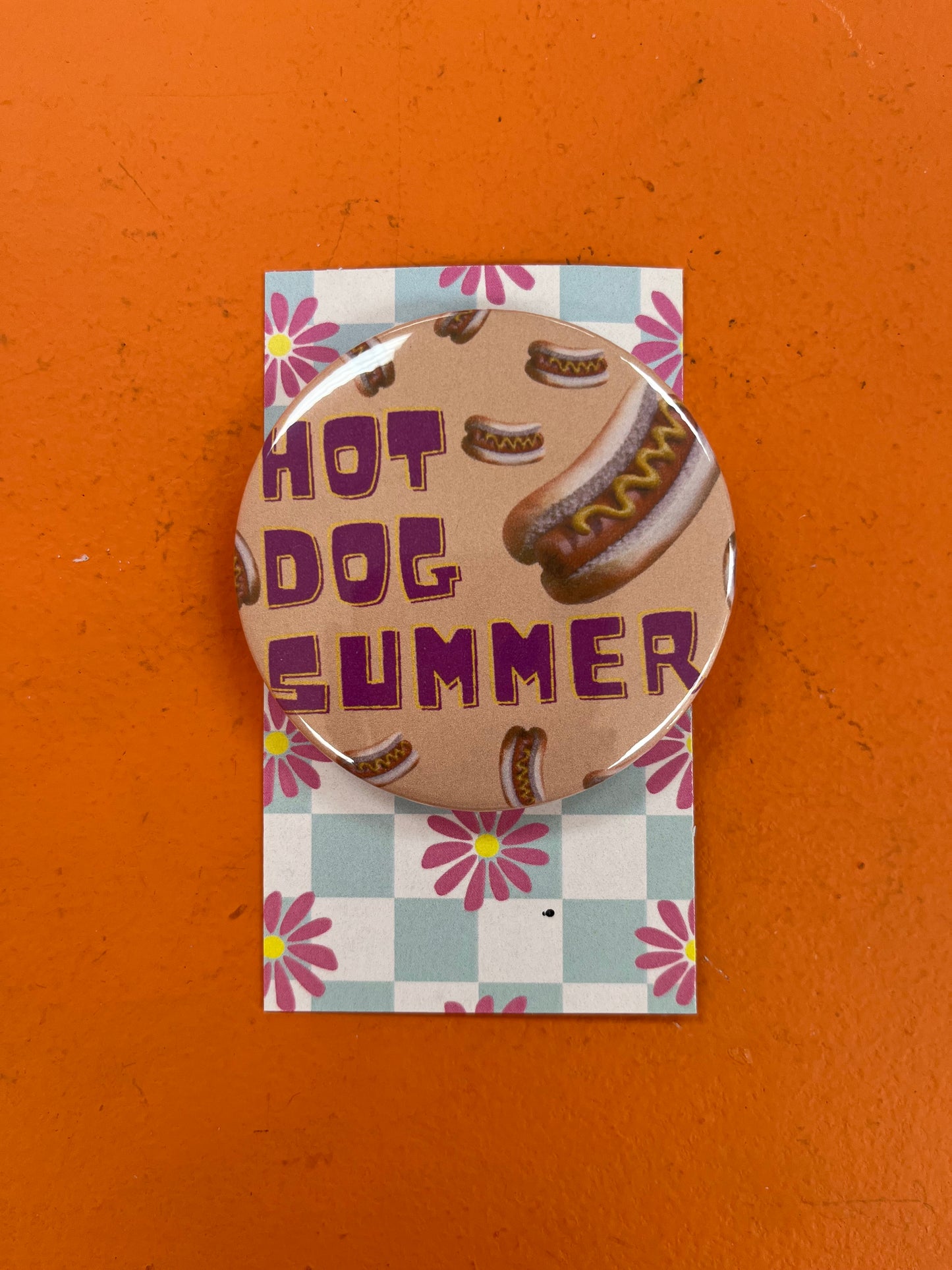 Hot Dog Summer pin-back button