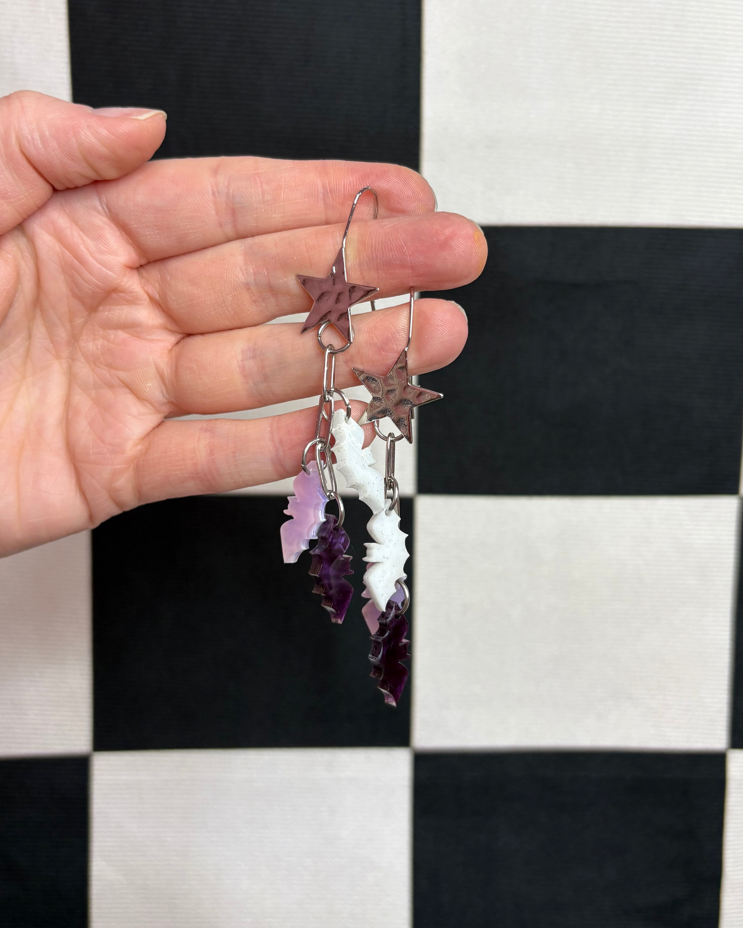 Purple Ombre Bat Earrings