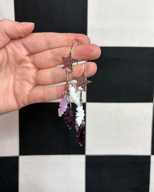 Purple Ombre Bat Earrings