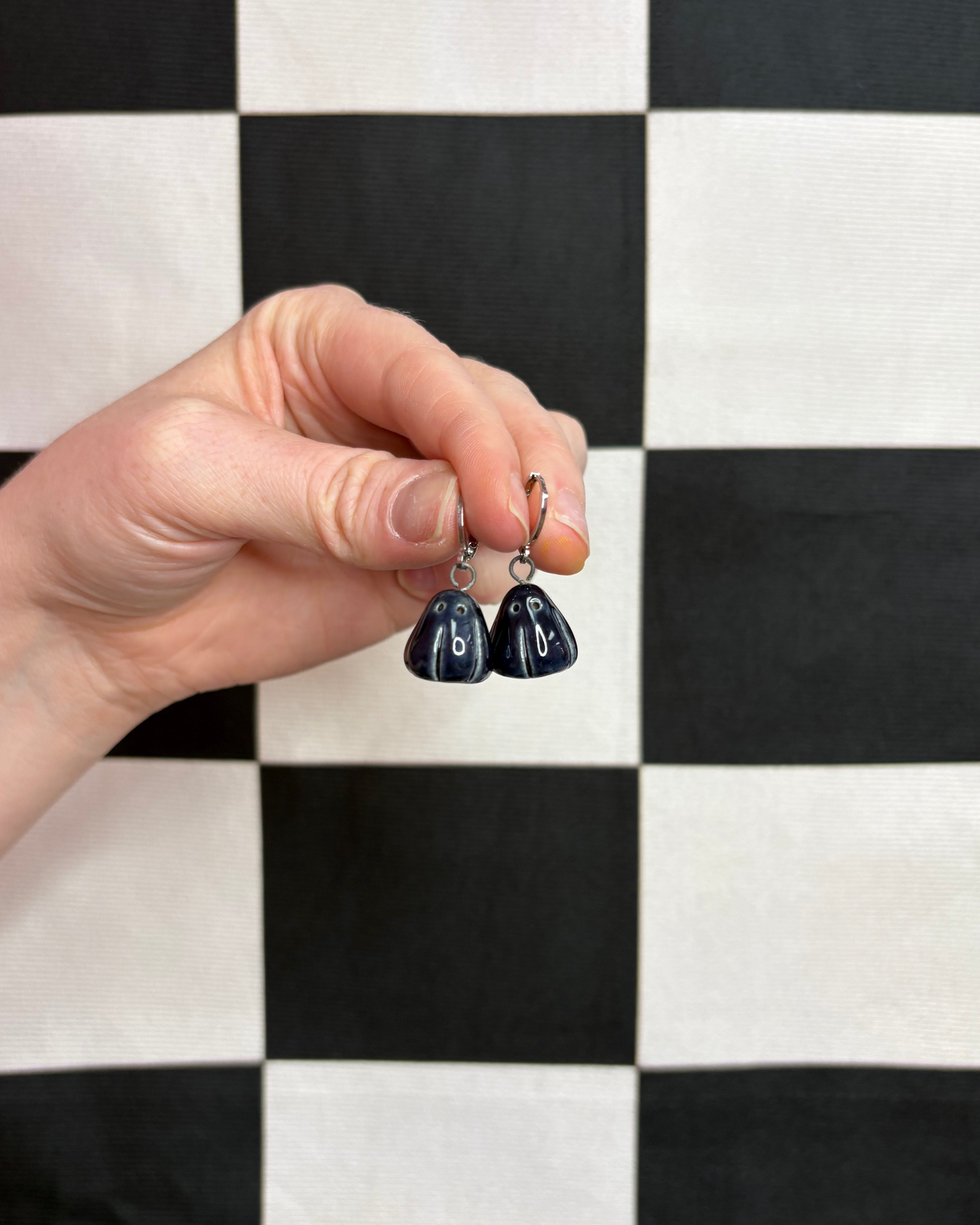 Handmade Ceramic Ghost Charm Earrings