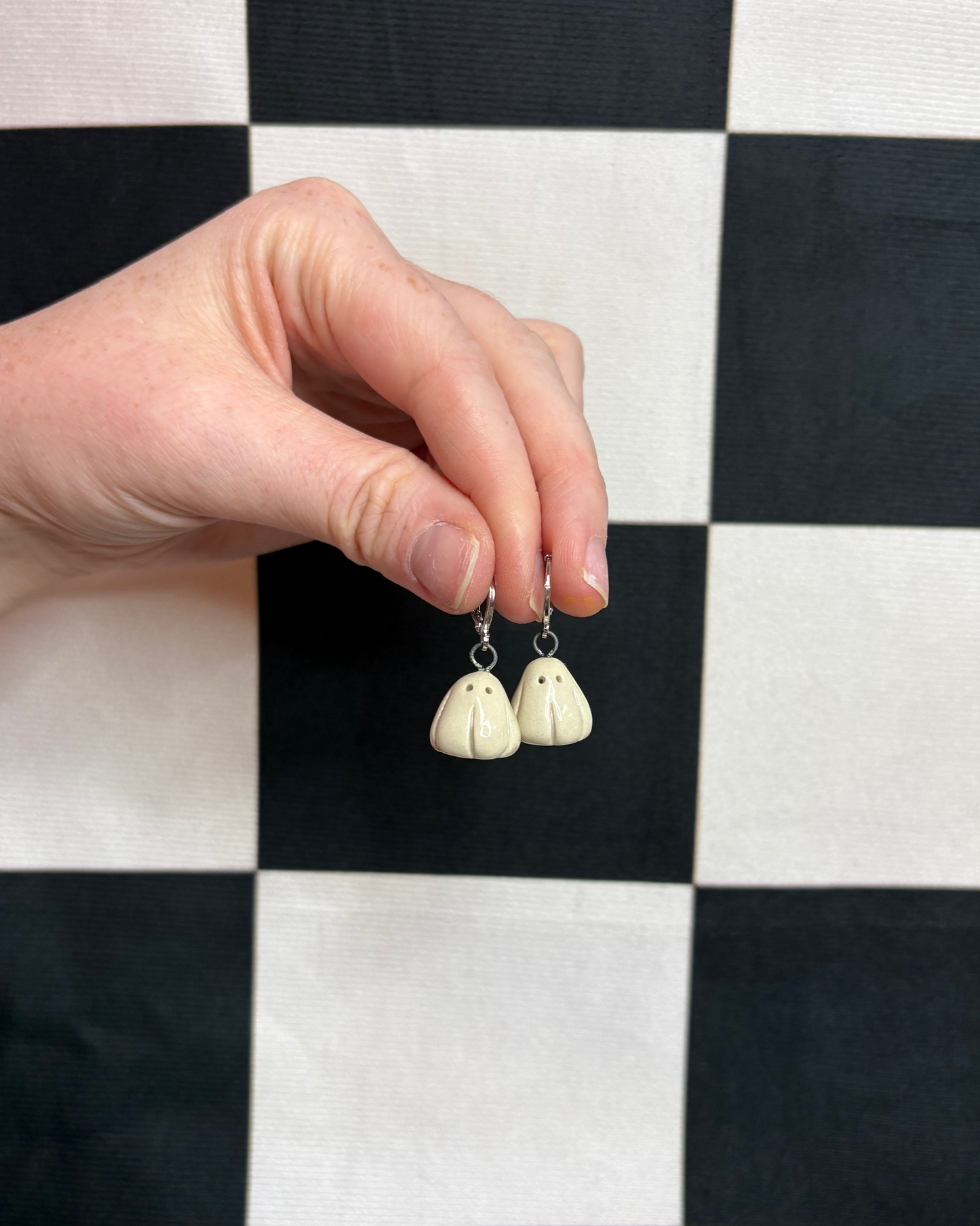 Handmade Ceramic Ghost Charm Earrings