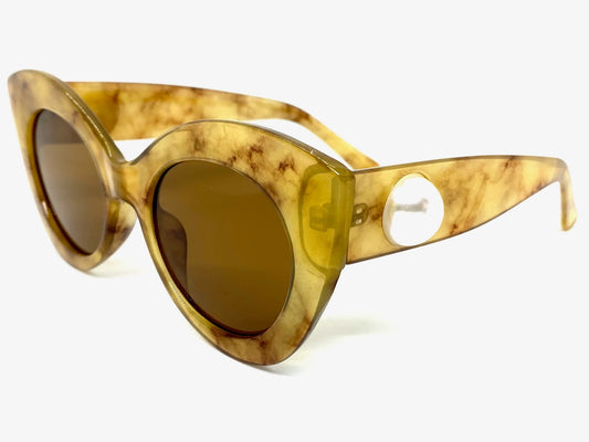 Retro Cat Eye Sunglasses with Pearl Accent