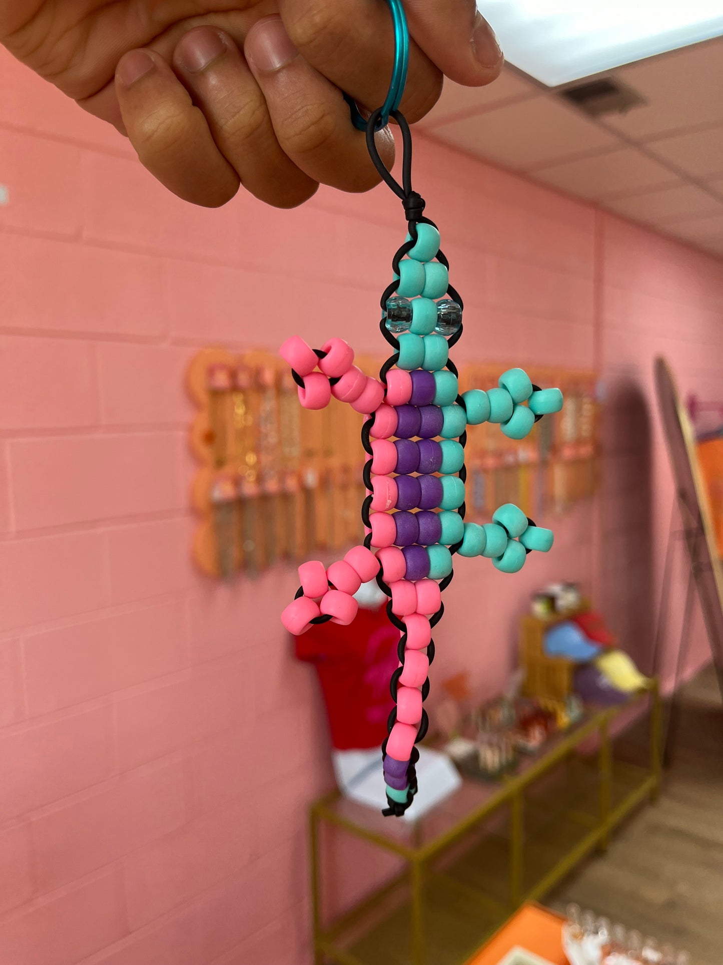 Lizard Beaded Keychain