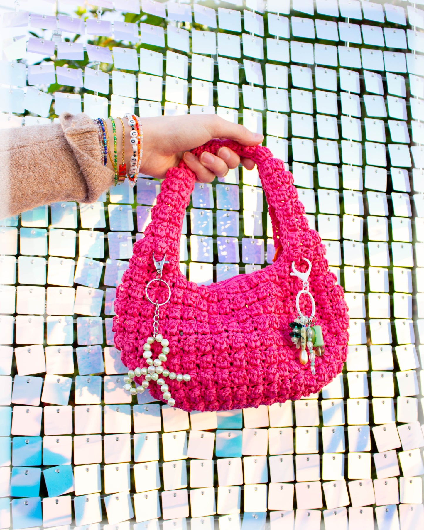 Green Goddess Beaded Bag Charm