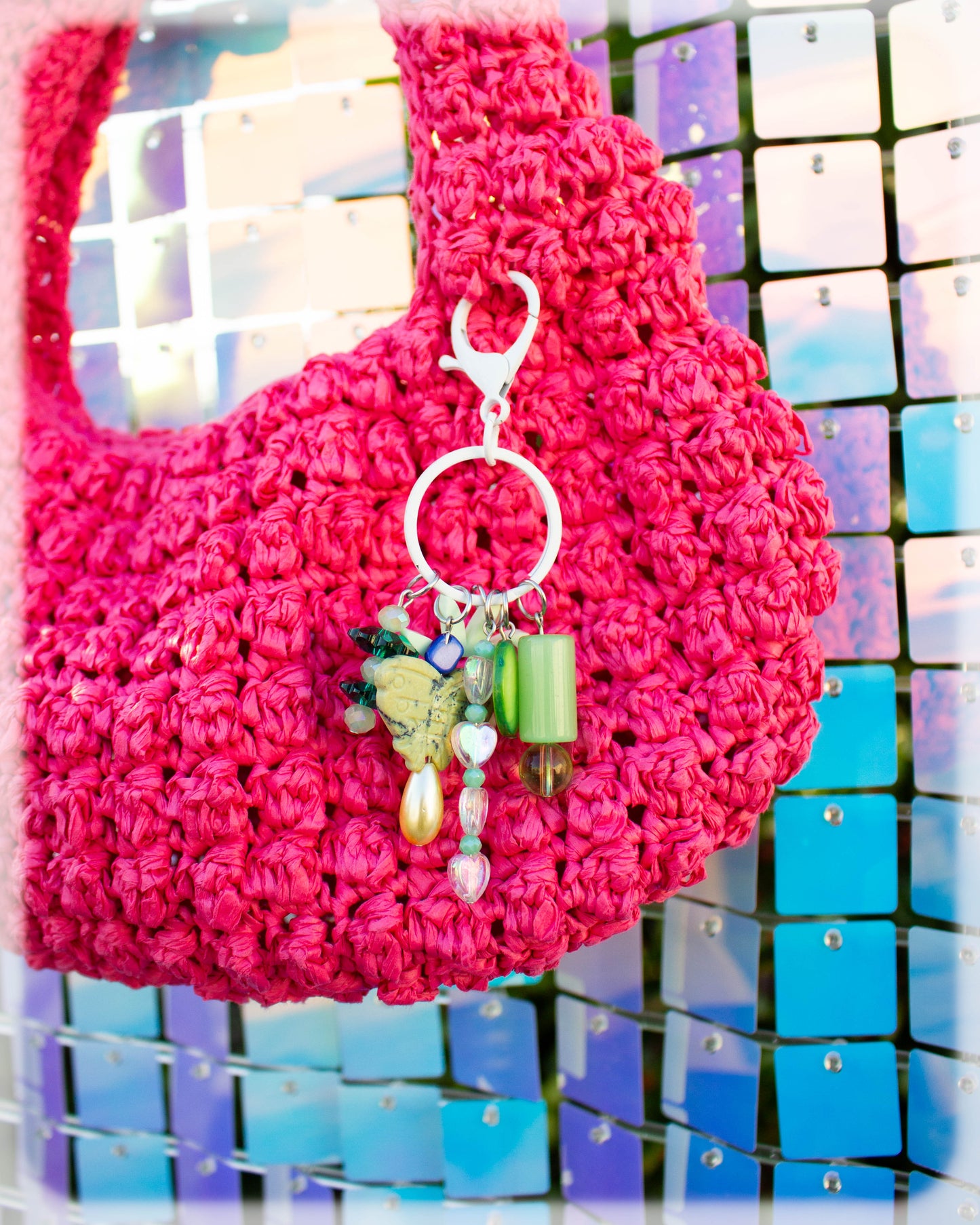Green Goddess Beaded Bag Charm