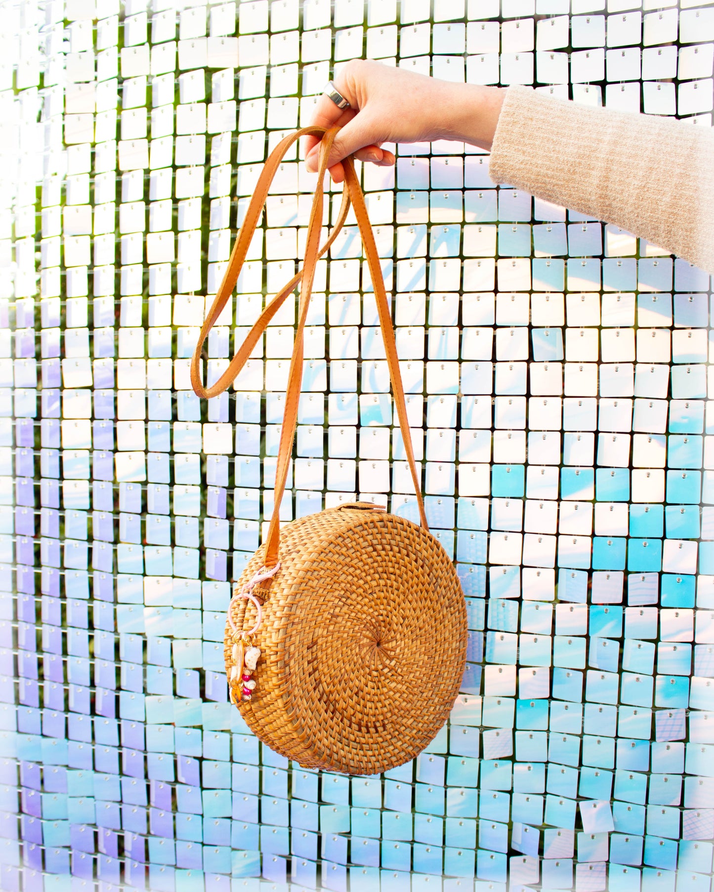 Pastel Shell Beaded Bag Charm