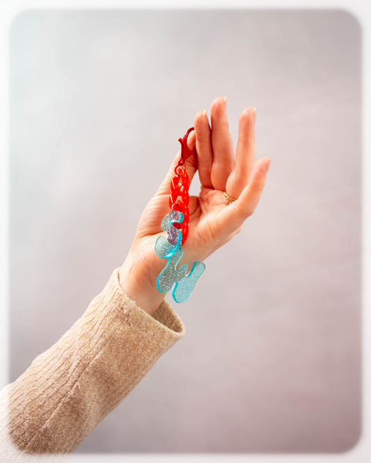 Customized Initials Bag Charm Chain - Red