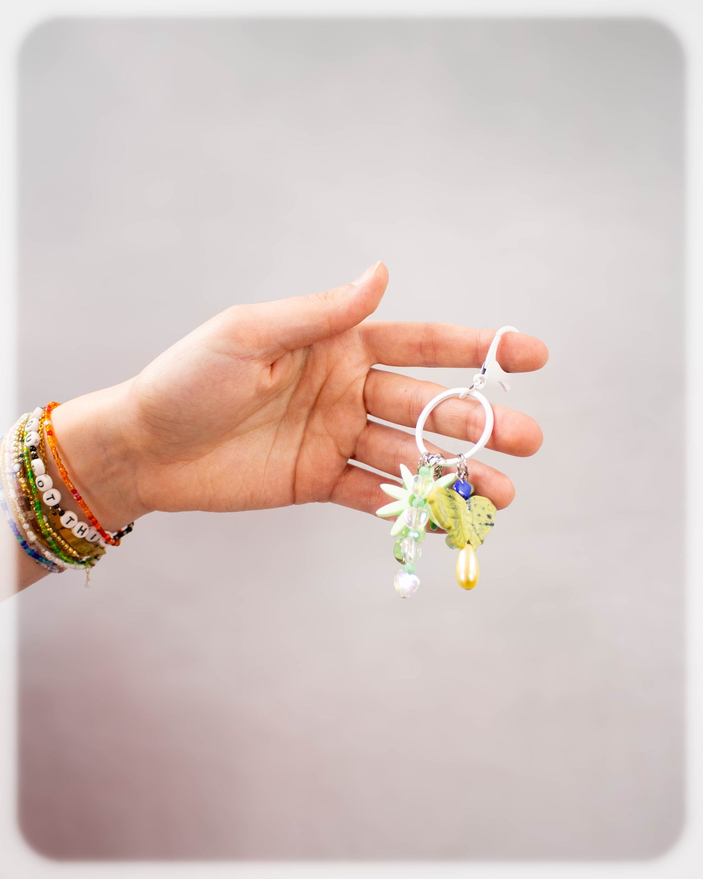 Green Goddess Beaded Bag Charm