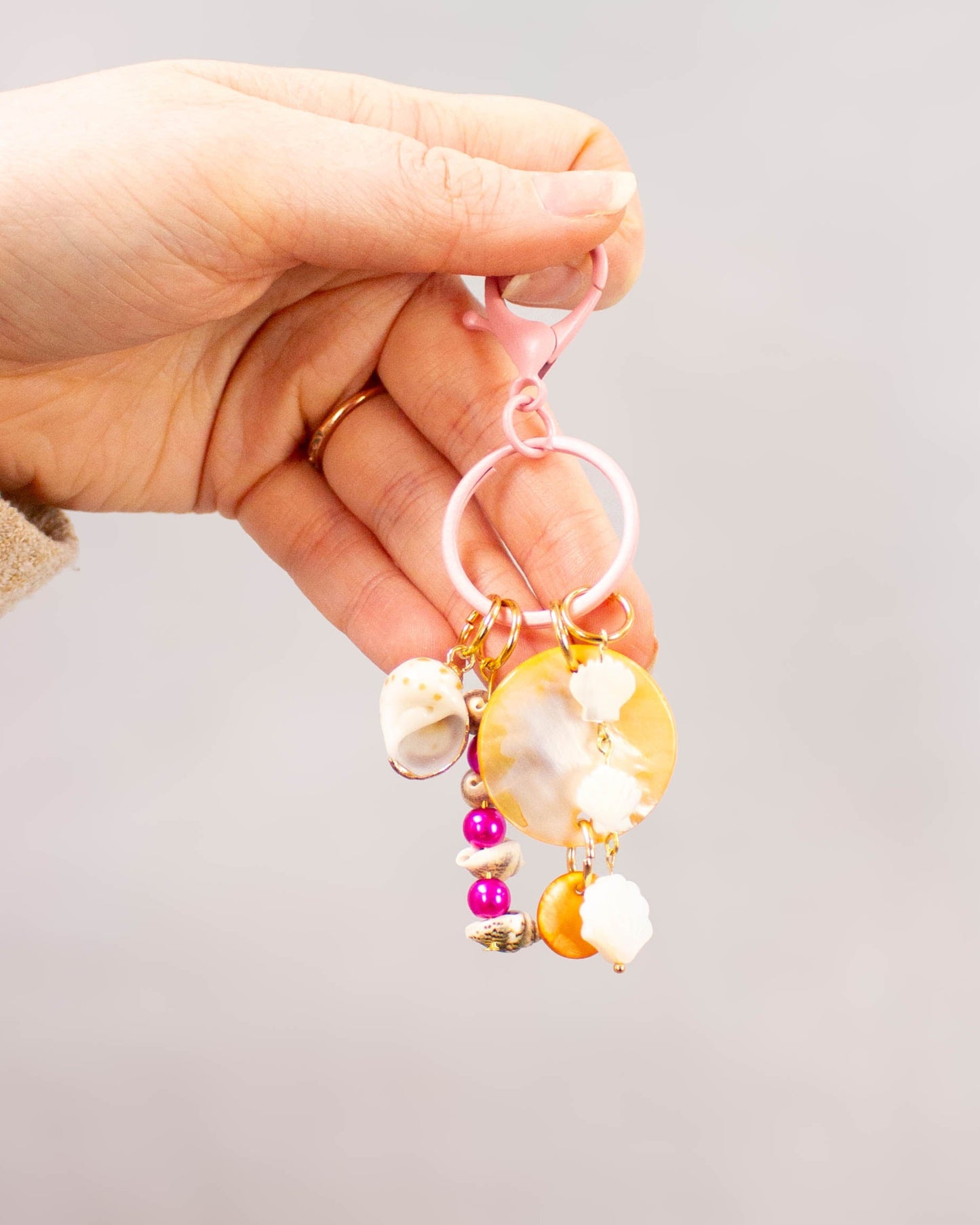 Pastel Shell Beaded Bag Charm