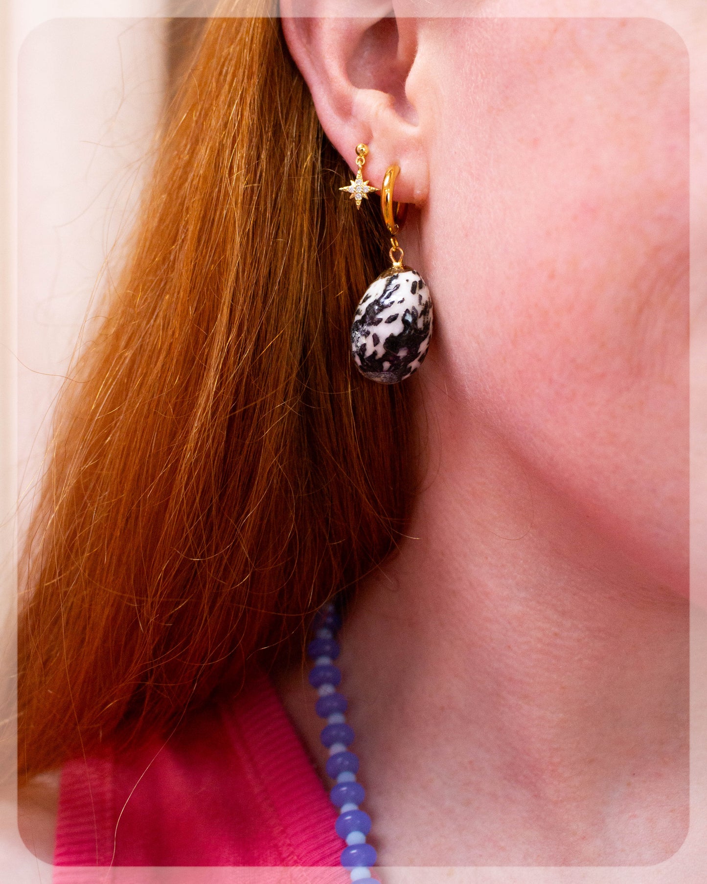 Titanium Spotted Shell Earrings