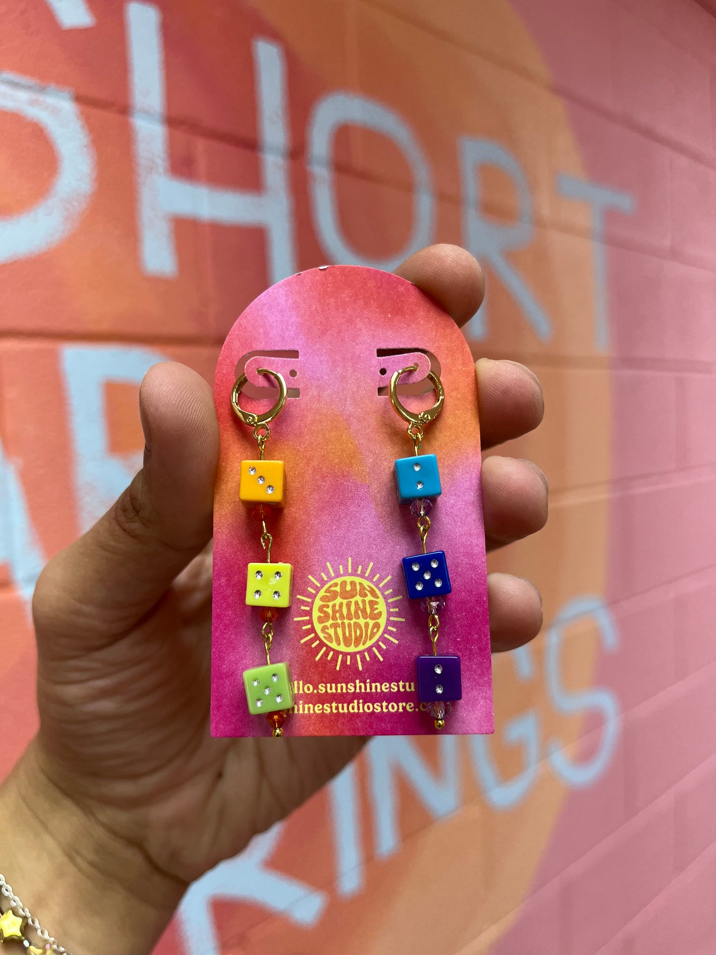 Three Die Dangle Earrings