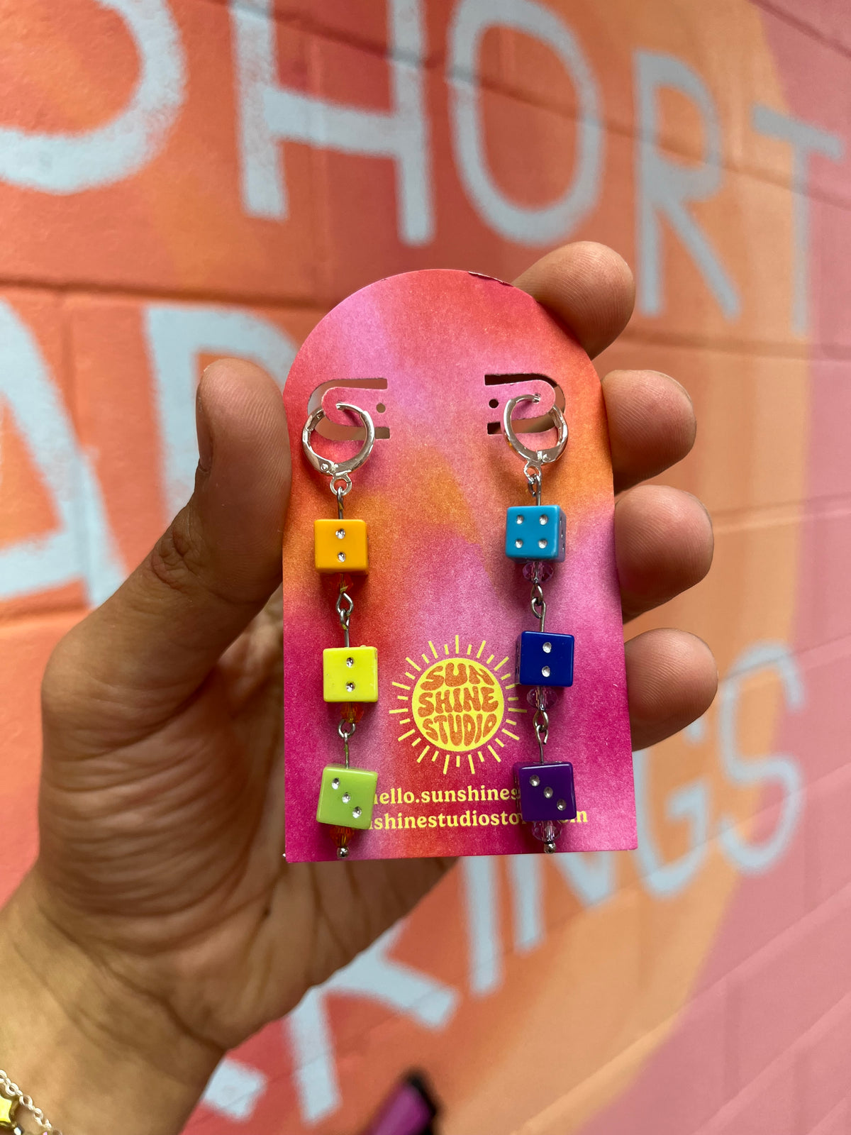 Three Die Dangle Earrings
