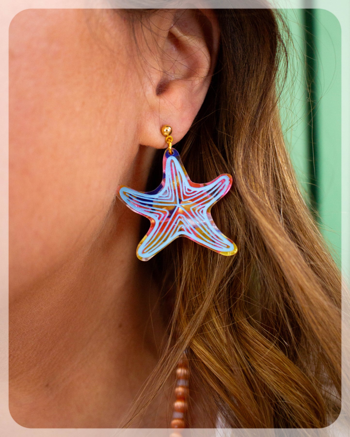 Painted Starfish Earrings