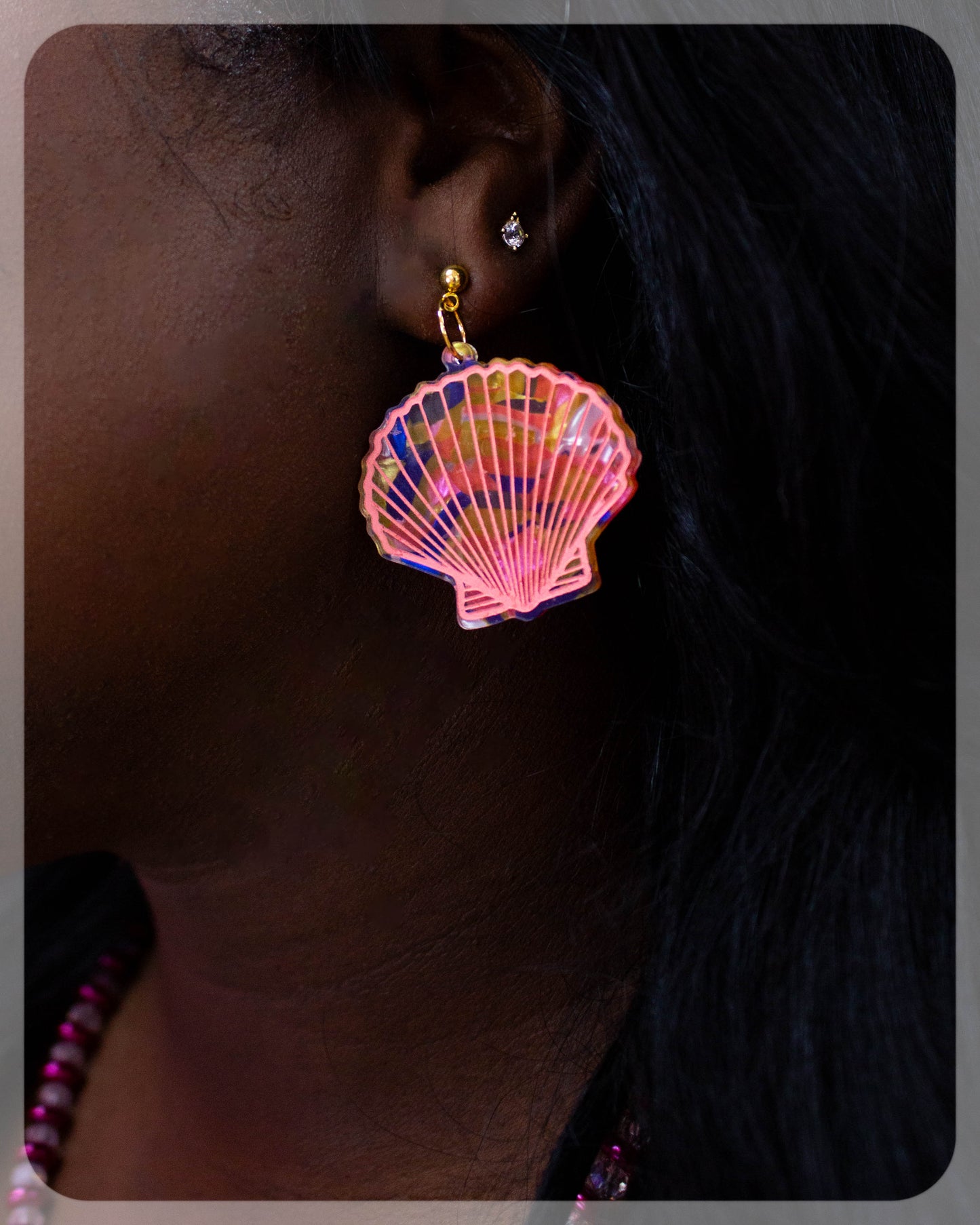 Painted Scallop Shell Earrings