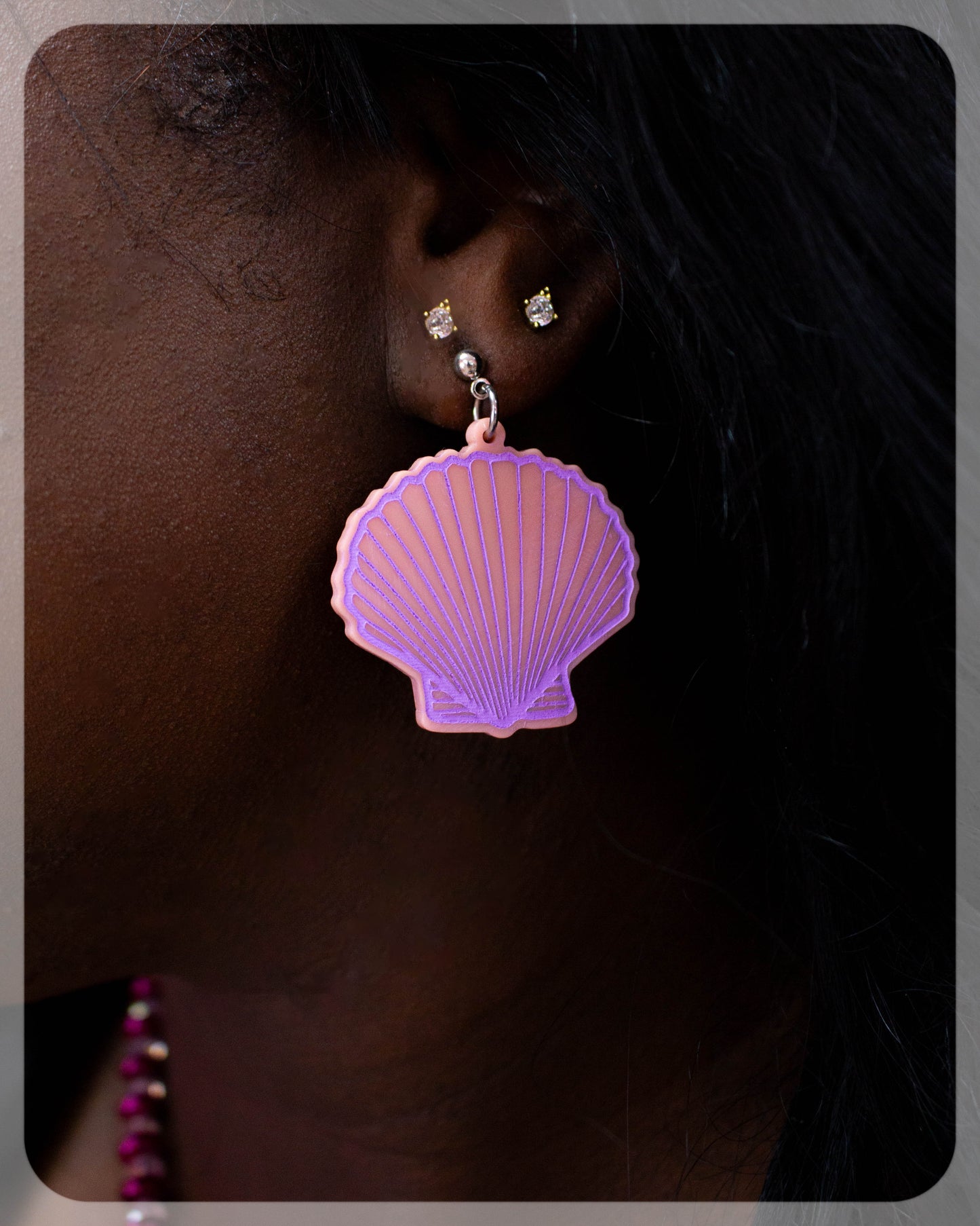 Painted Scallop Shell Earrings