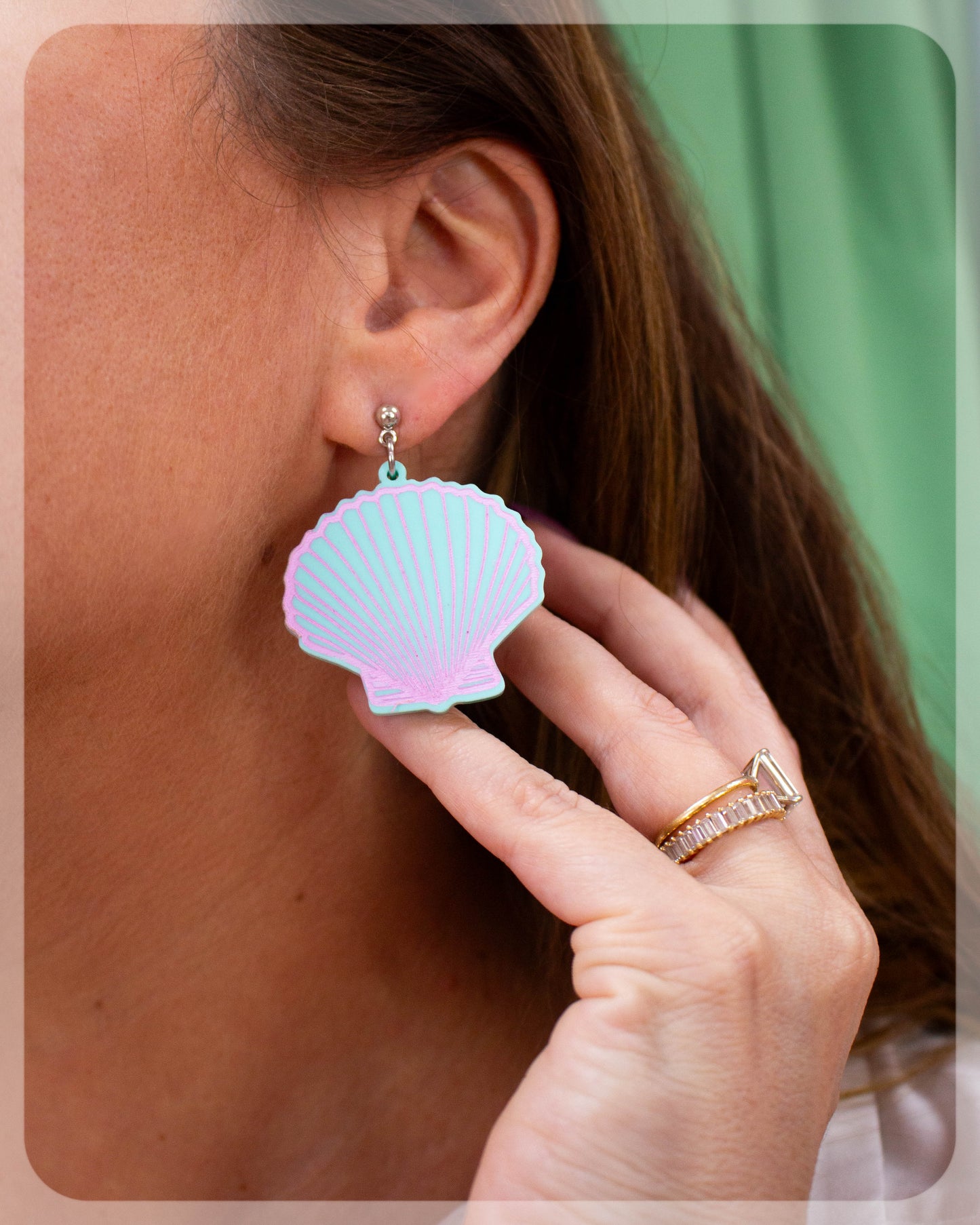 Painted Scallop Shell Earrings