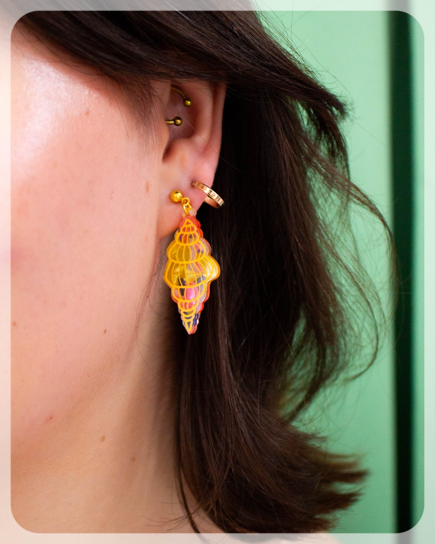 Painted Spiral Shell EarringsS