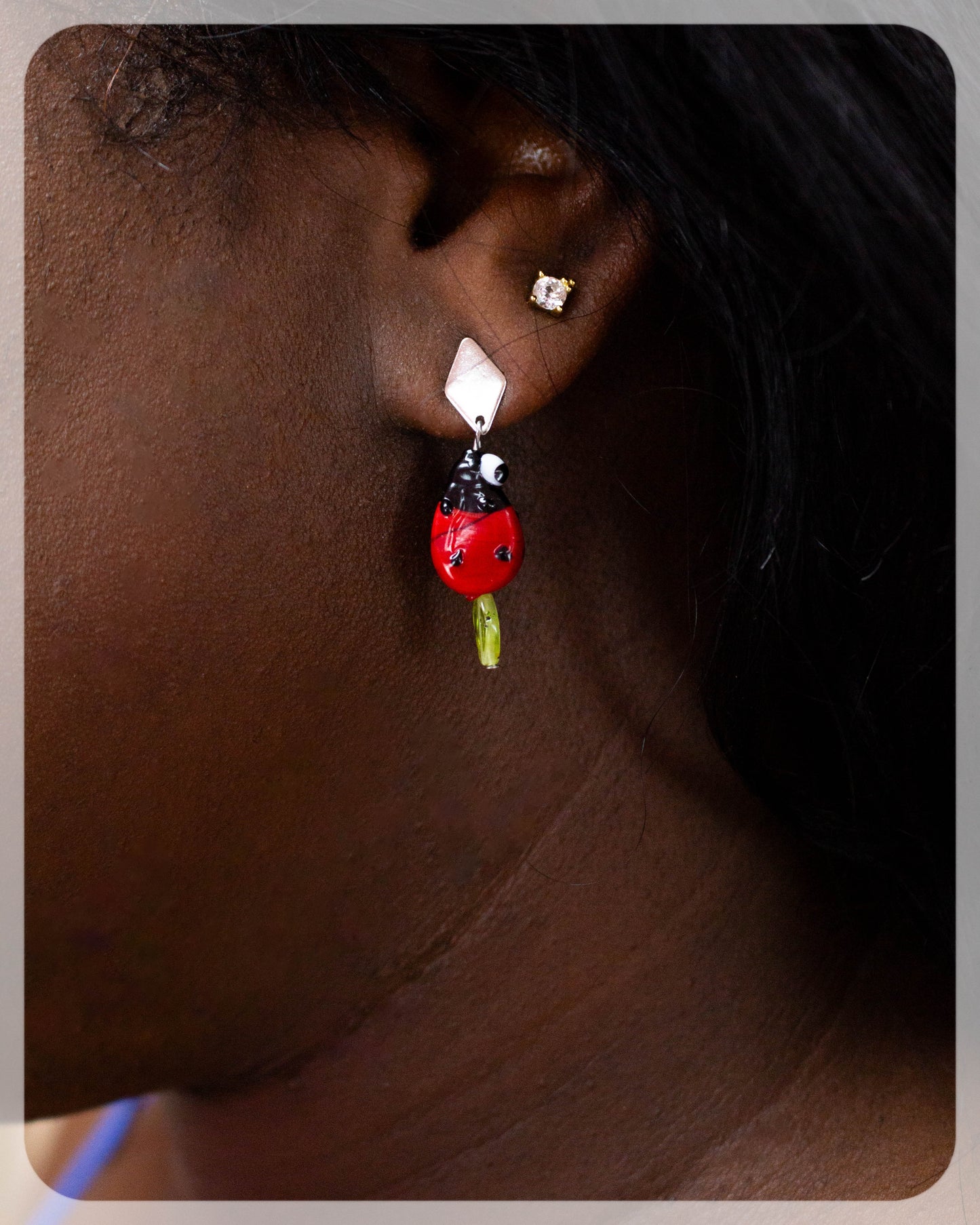 Glass Ladybug Earrings