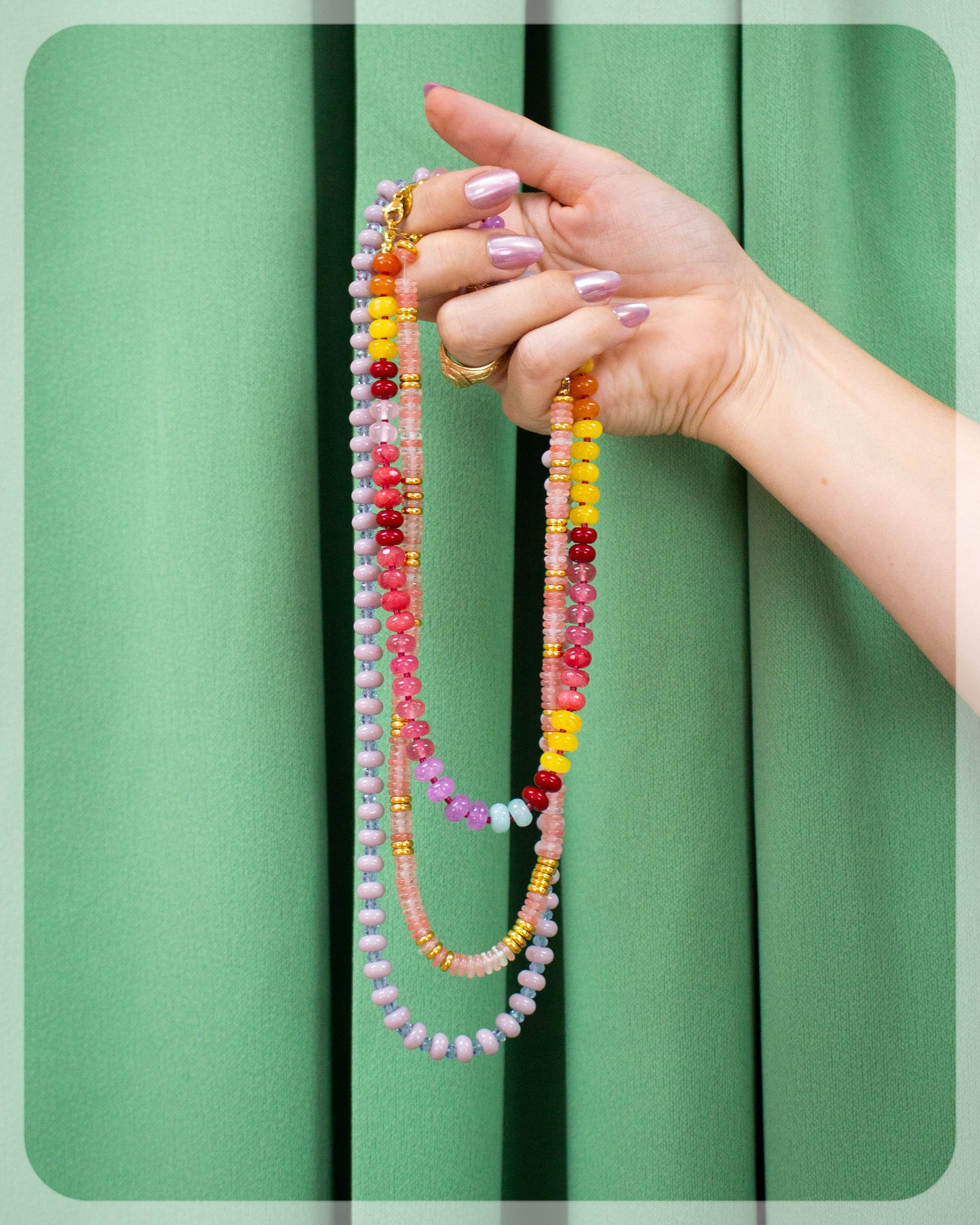 Golden Salmon Beaded Choker