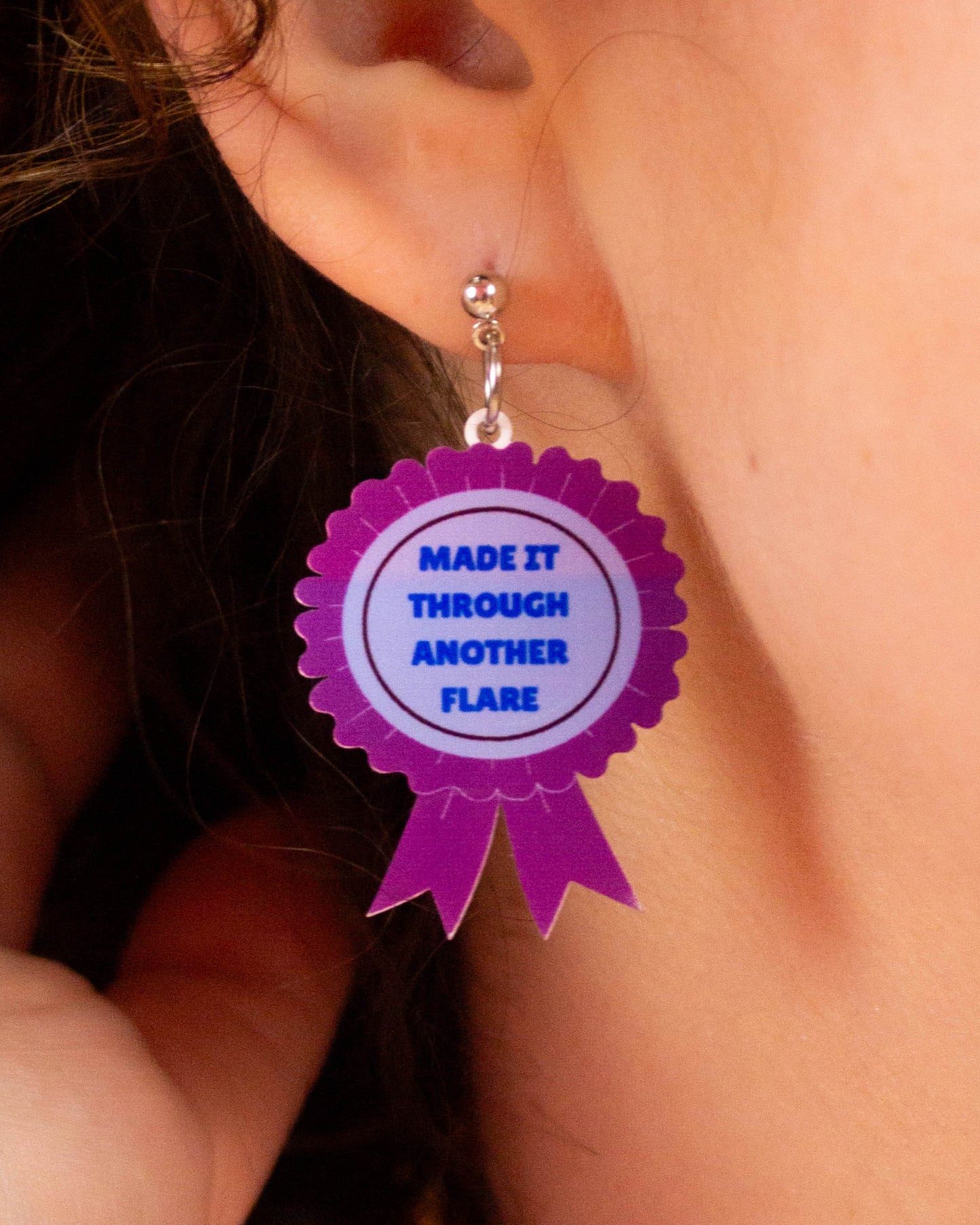 "Made it Through Another Flare" Medal Earrings