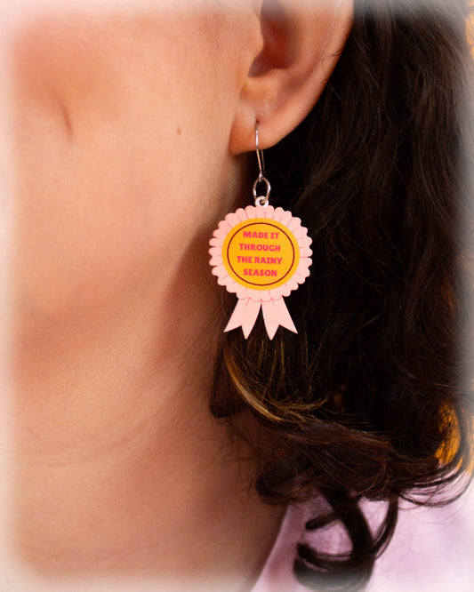 "Made it Through the Rainy Season" Medal Earrings