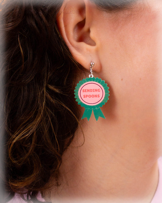 "Sending Spoons" Medal Earrings