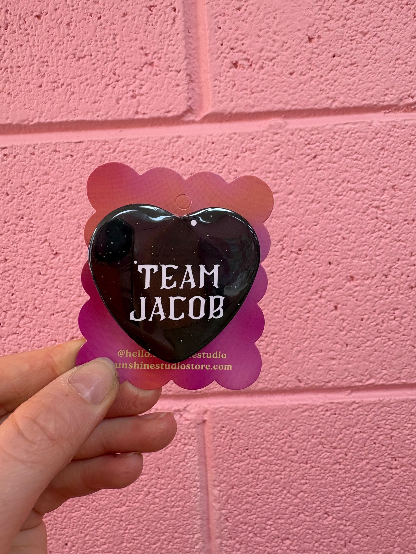 Twilight Heart Shaped Pin Team Edward or Team Jacob