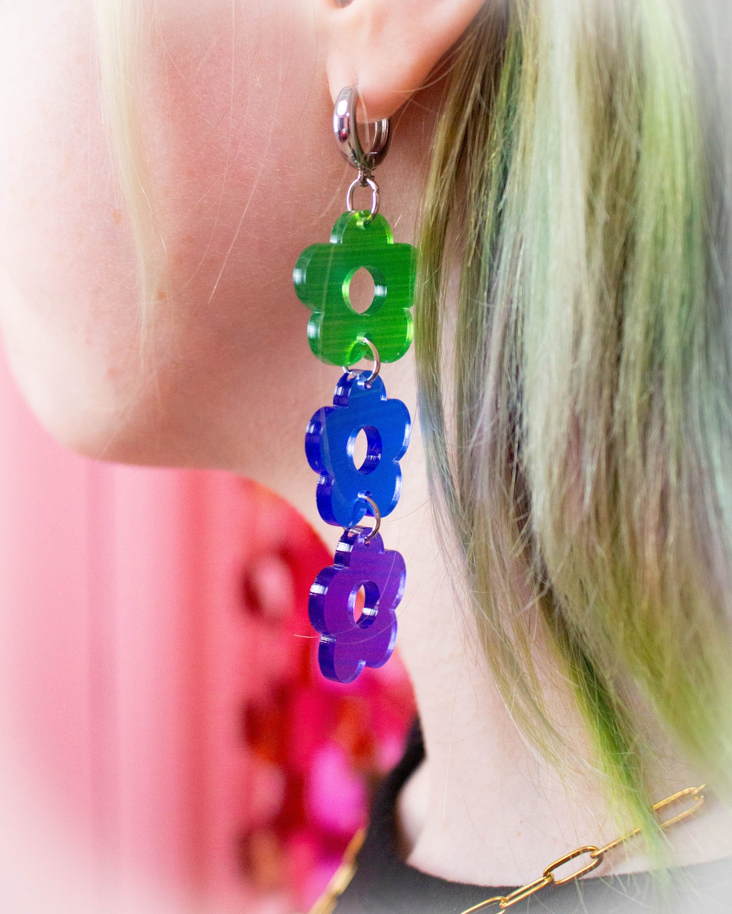 Over The Rainbow Flower Dangle Earrings