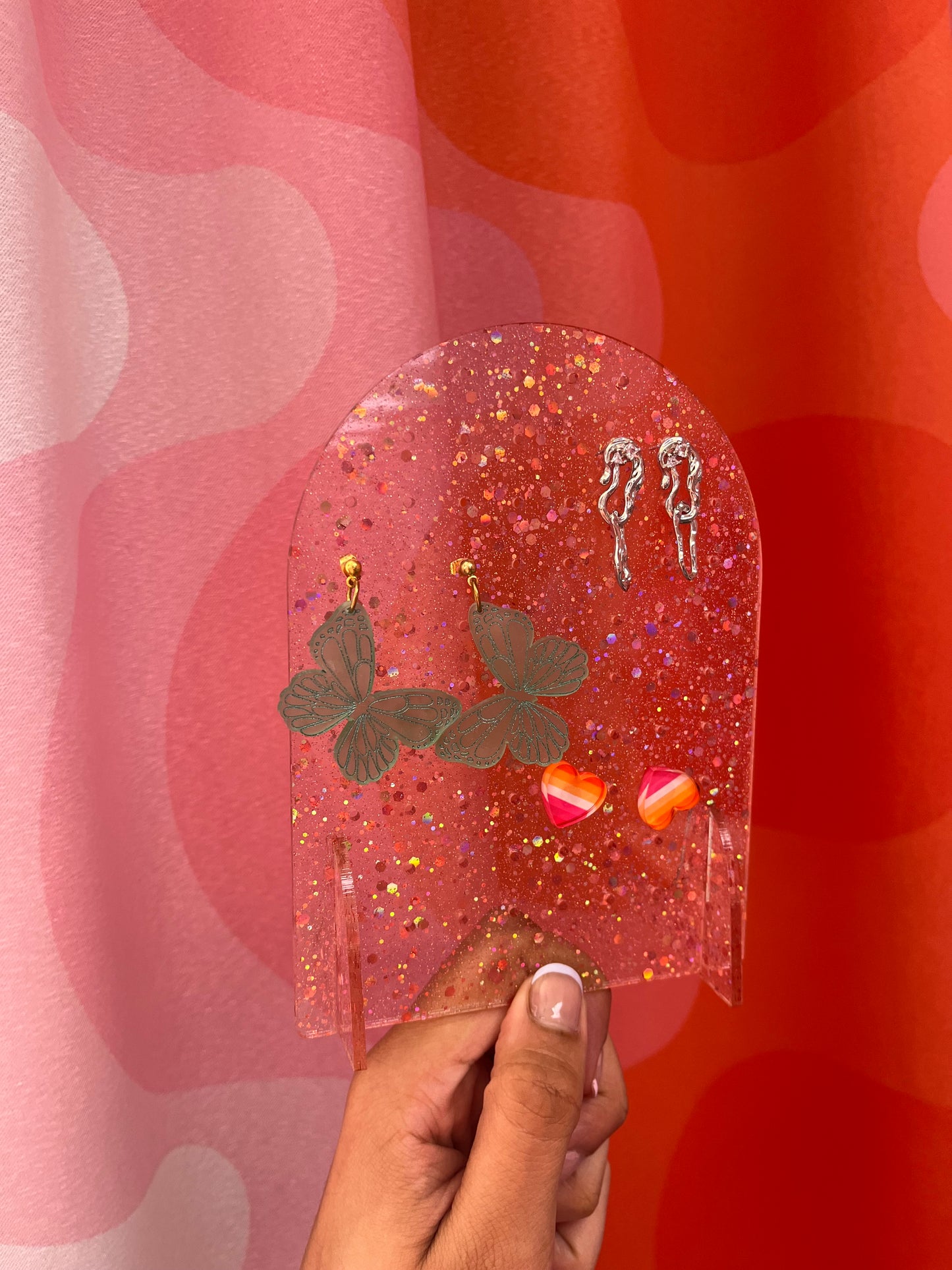 Pink Confetti Earring Holder