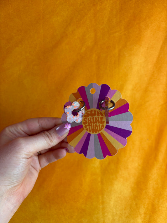 Colorful Flower Charm Titanium Earrings