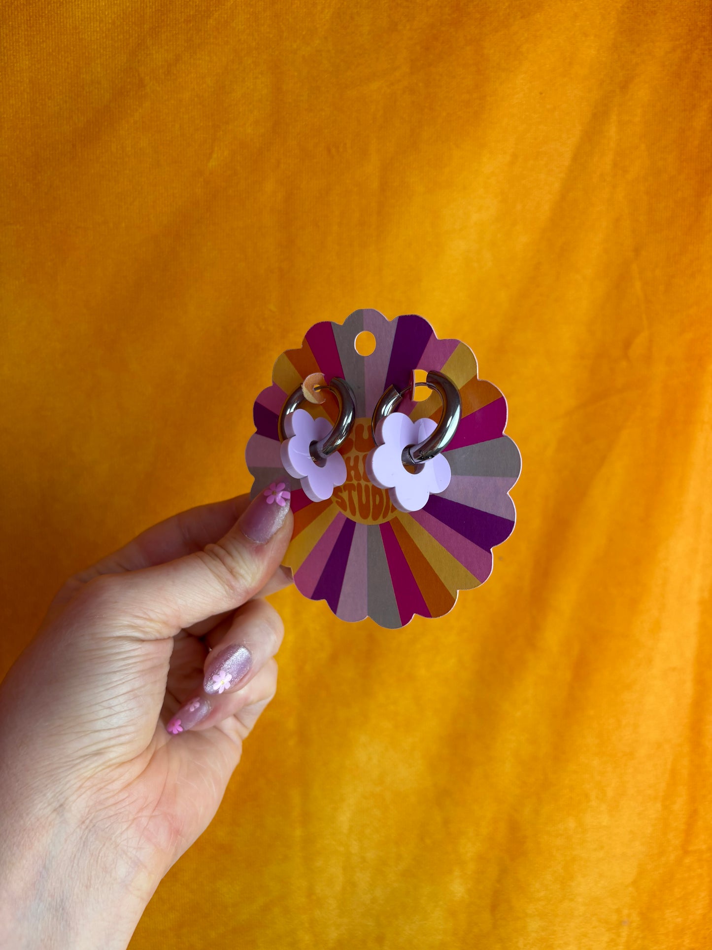 Colorful Flower Charm Titanium Earrings