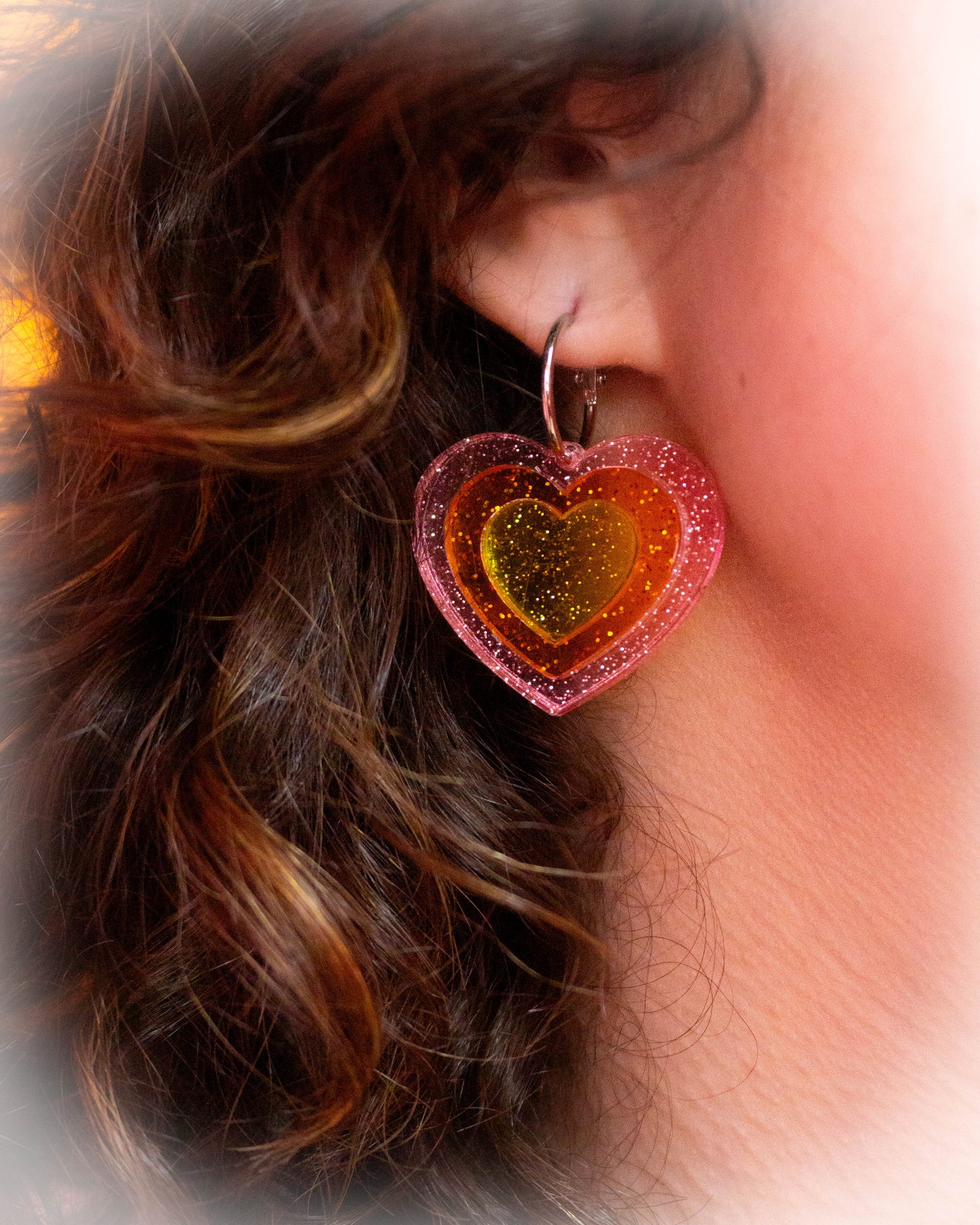 Retro Layered Colorful Heart Earrings