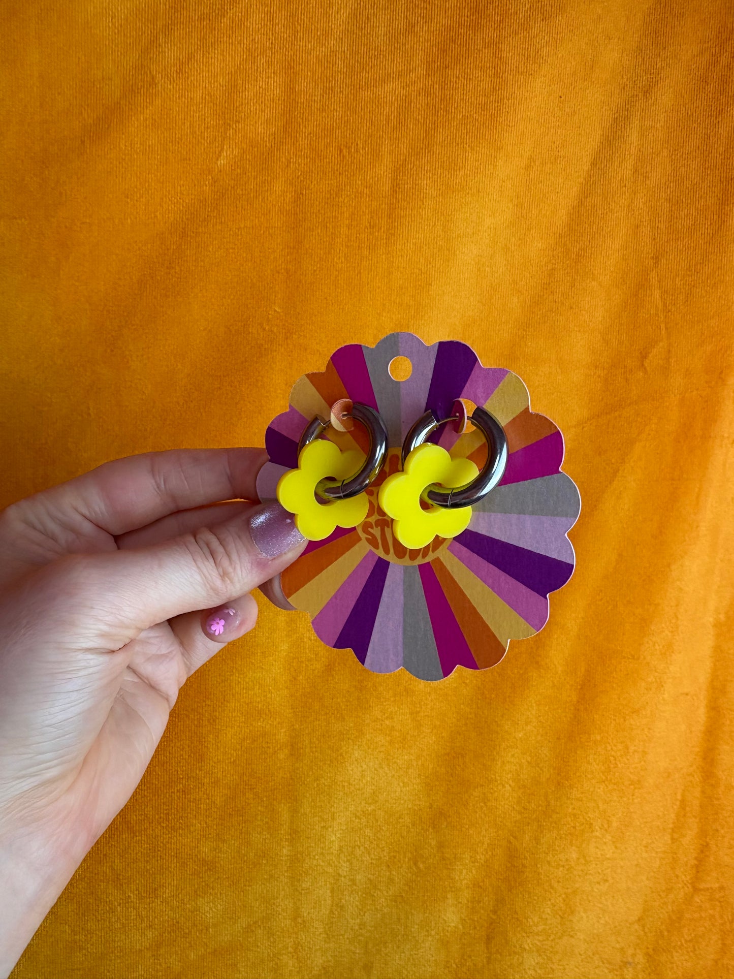 Colorful Flower Charm Titanium Earrings