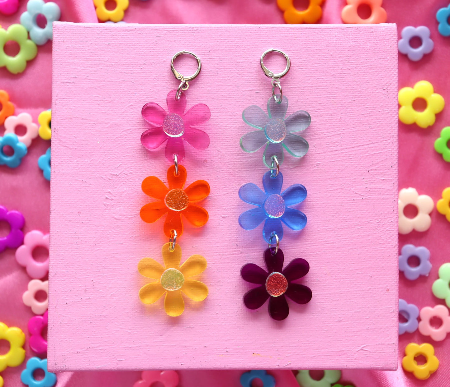 Rainbow Daisy Chain Earrings