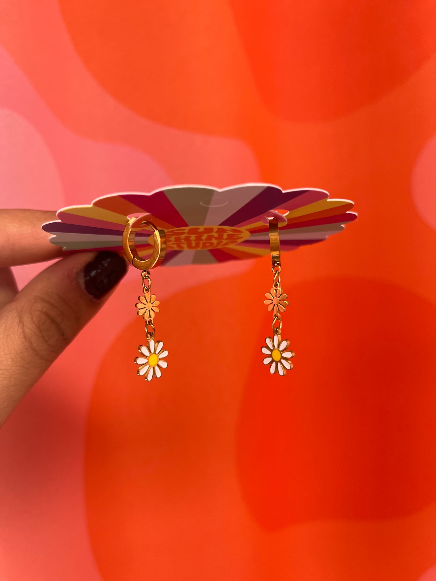 Titanium Daisy Dangle Earrings