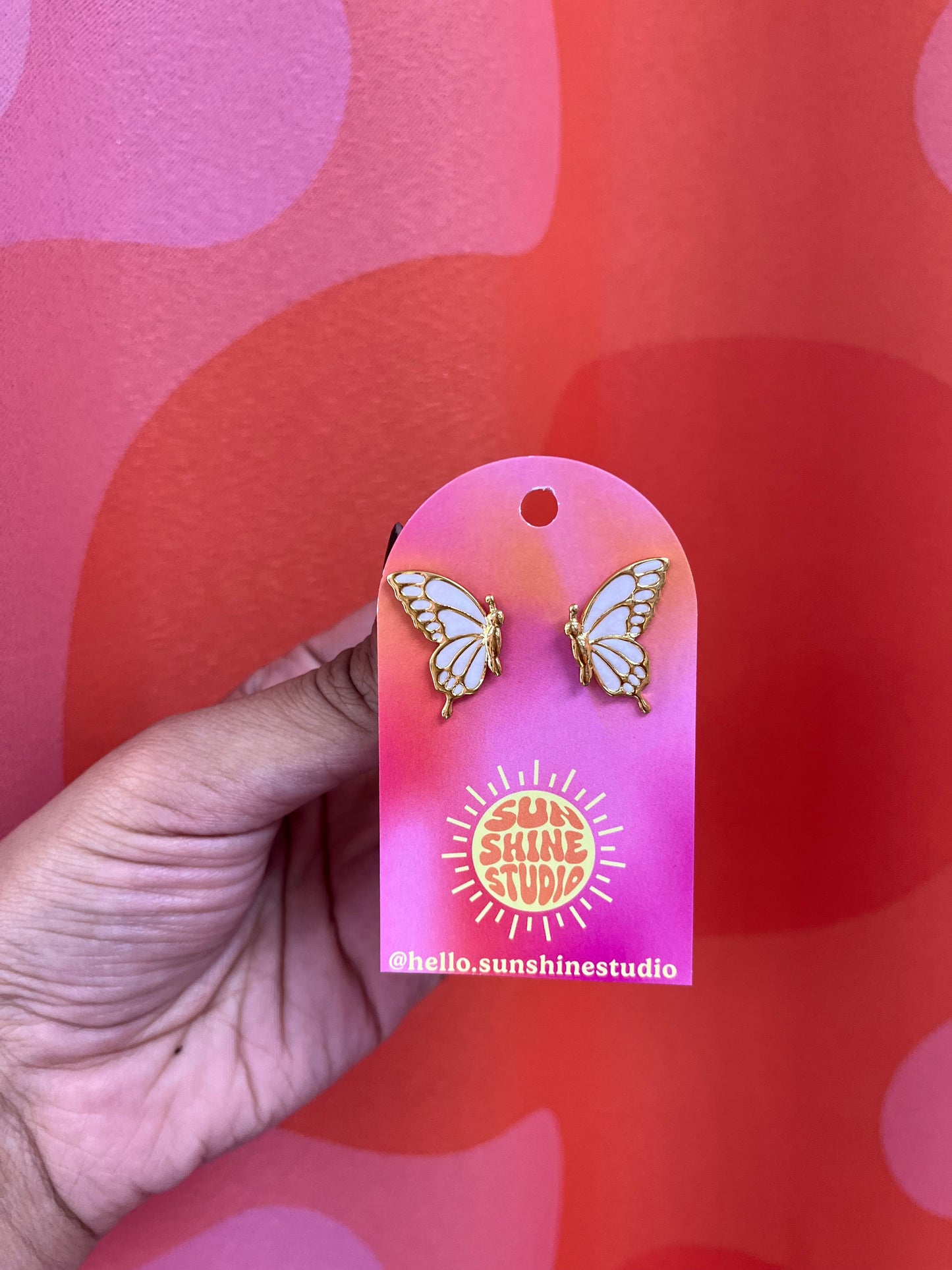 Colorful Enamel Butterfly Earrings
