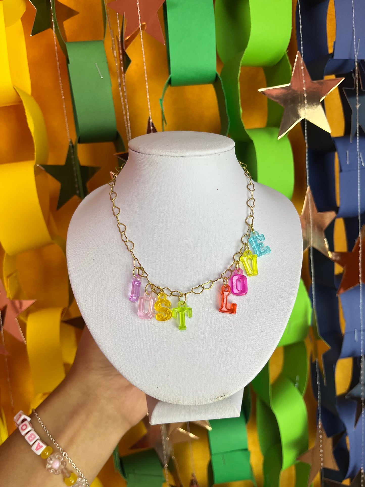 Just Love Colorful Heart Chain Charm Necklace